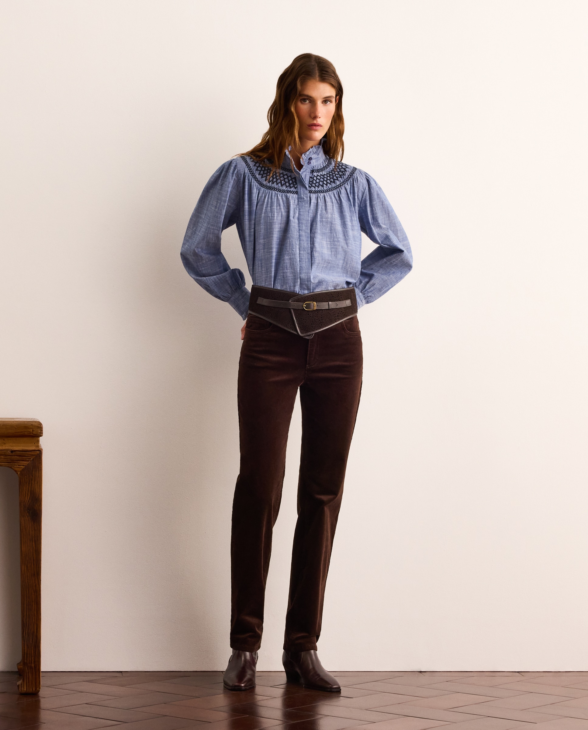 Pantalón pana de mujer semipitillo - Lloyd's - Marrón Marrón-1