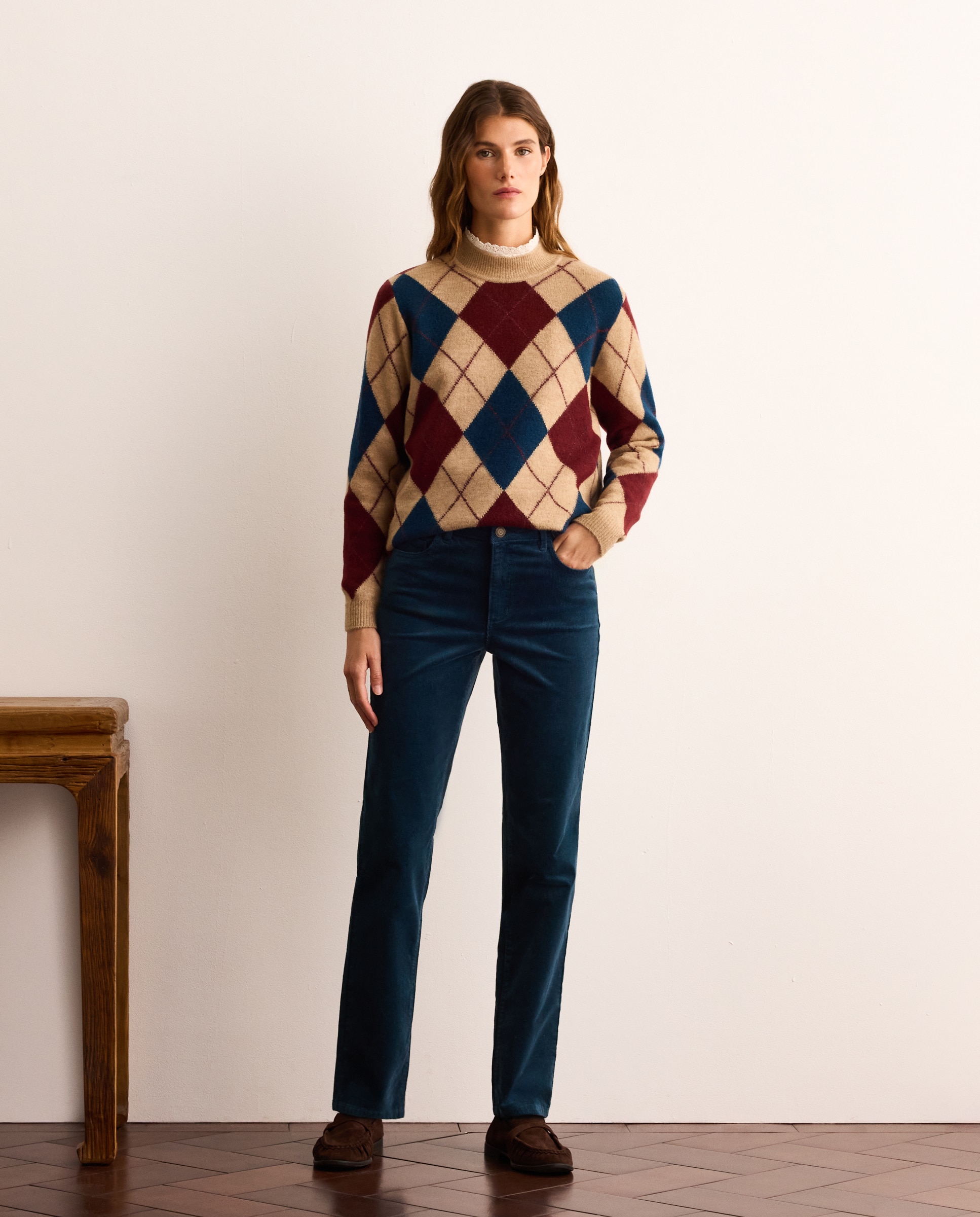 Pantalón pana de mujer semipitillo - Lloyd's - Azul oscuro Azul oscuro-1