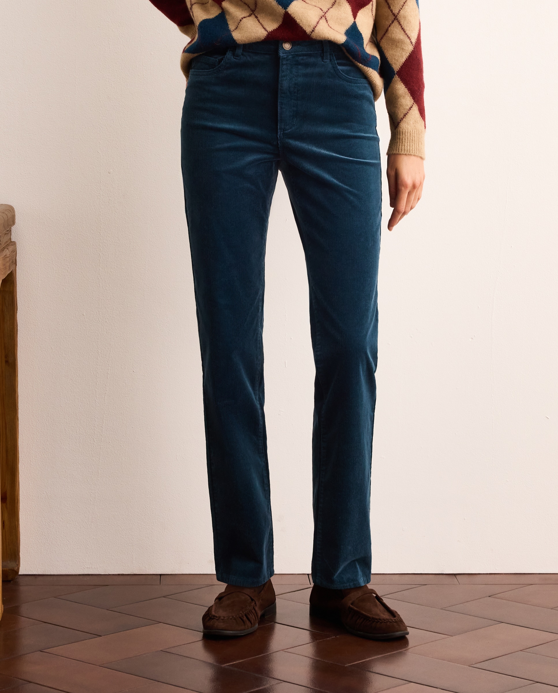 Pantalón pana de mujer semipitillo - Lloyd's - Azul oscuro Azul oscuro-2