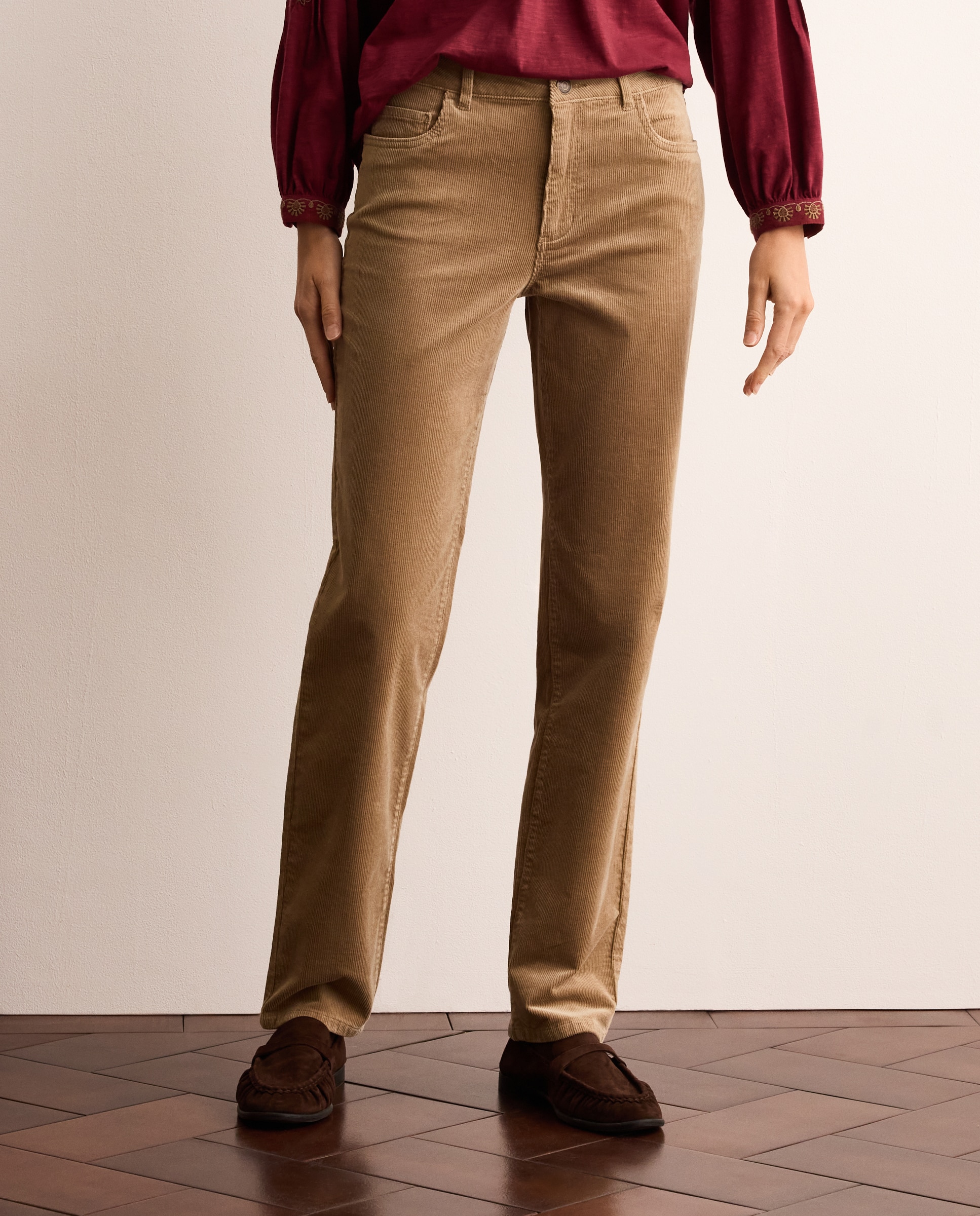 Pantalón pana de mujer semipitillo - Lloyd's - Beige Beige-2