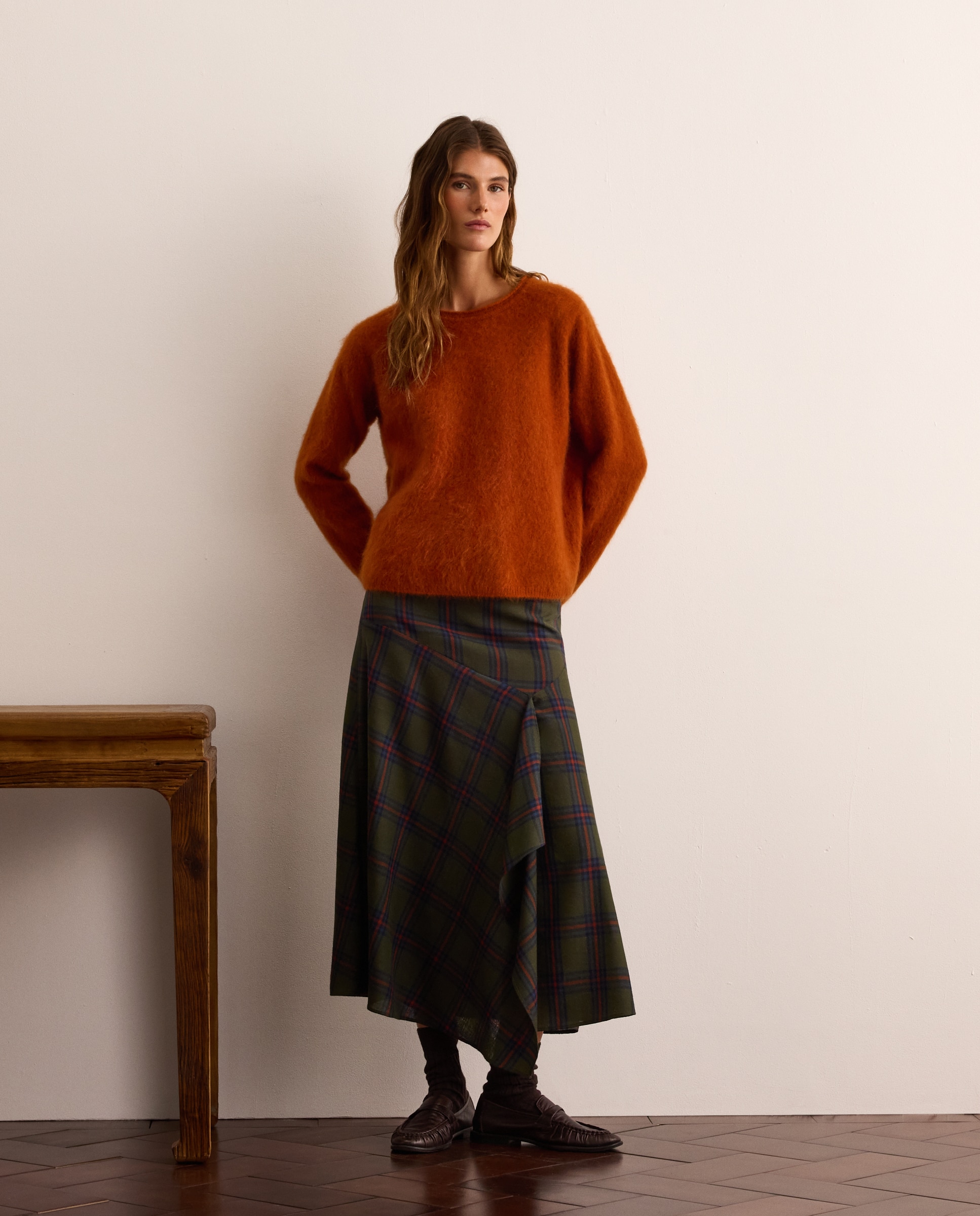 Jersey de mujer con cuello caja y detalle de pelo - Lloyd's - Naranja quemado Naranja quemado-2