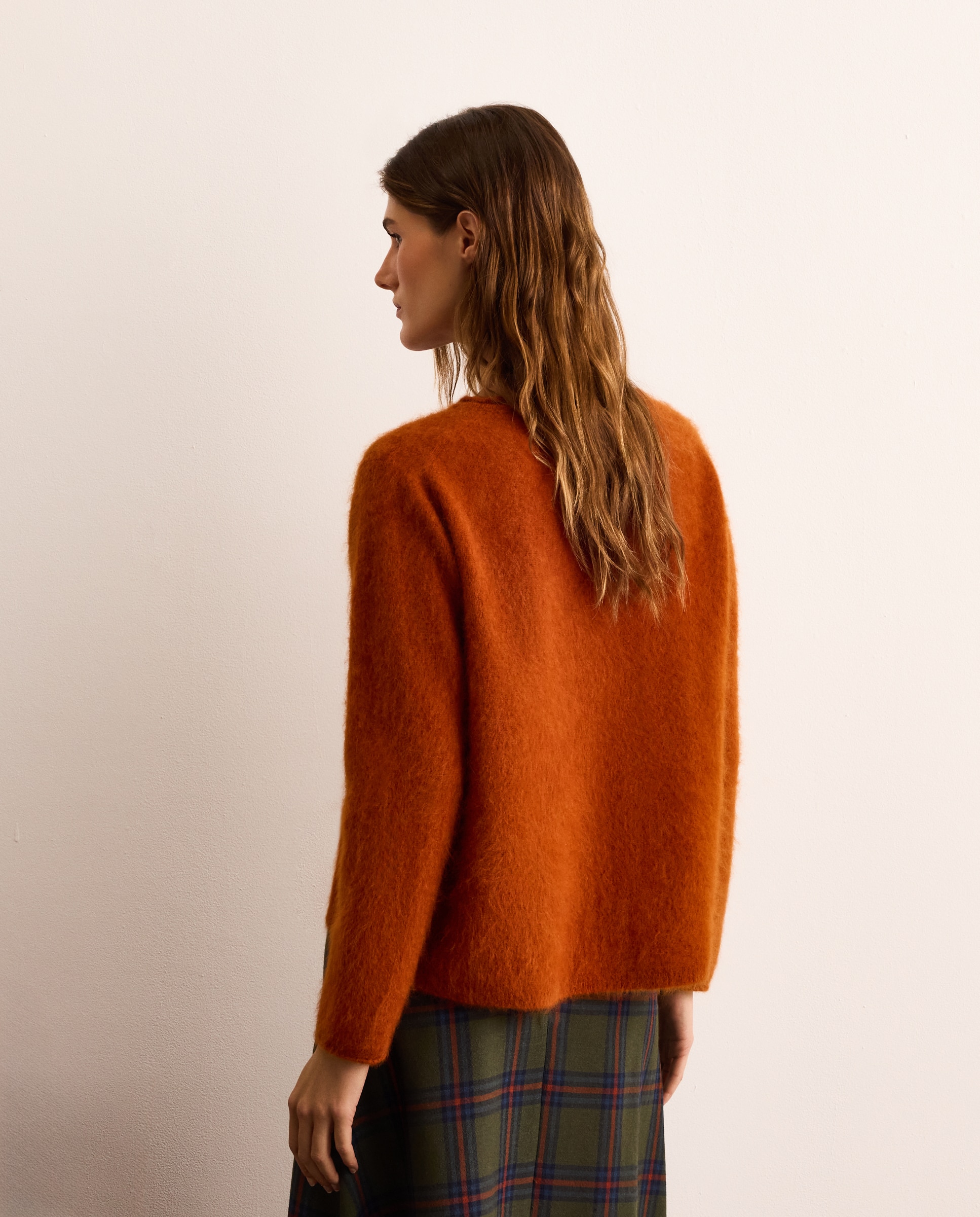 Jersey de mujer con cuello caja y detalle de pelo - Lloyd's - Naranja quemado Naranja quemado-3