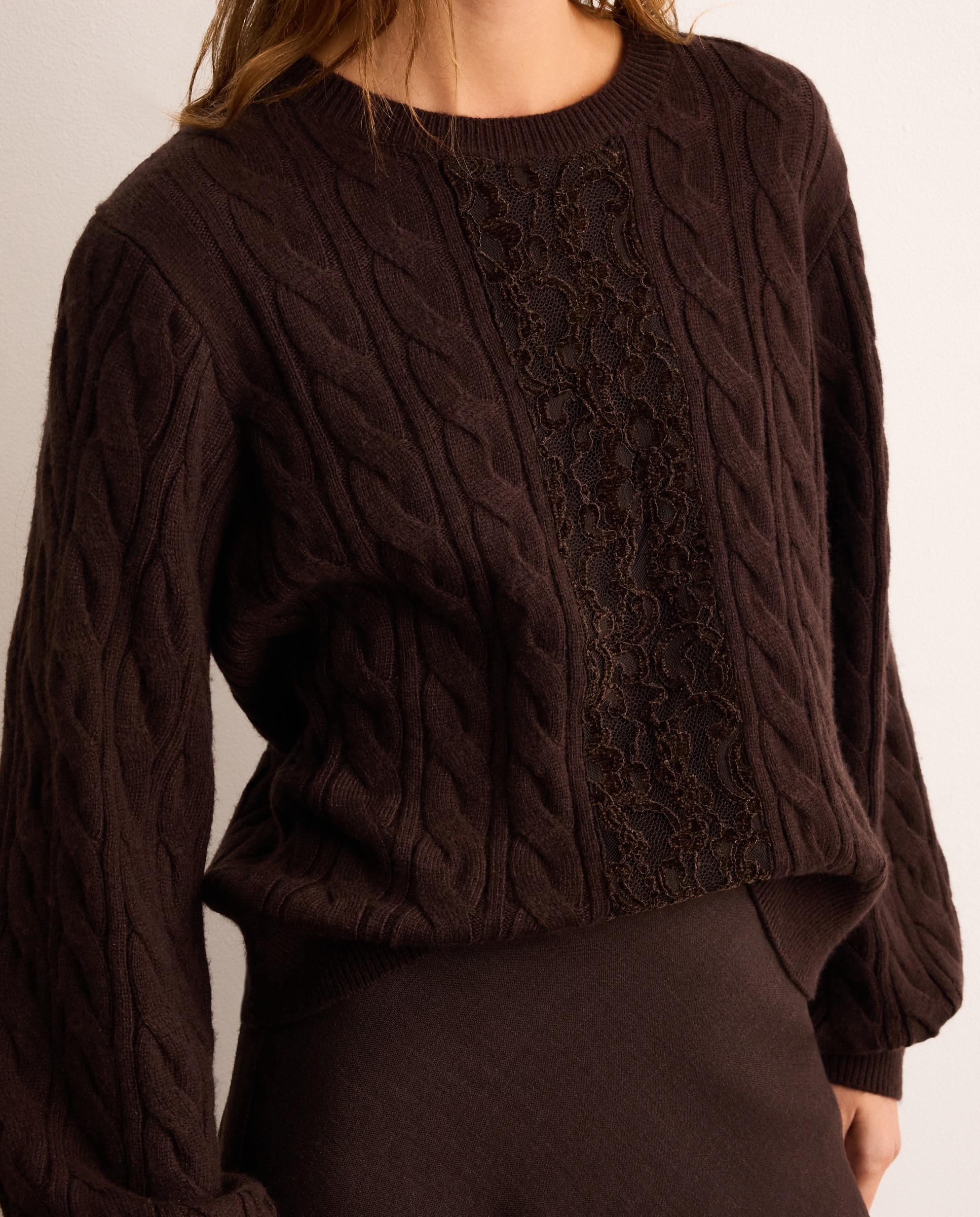 Jersey de mujer ochos encaje - Lloyd's - Marrón Marrón-3