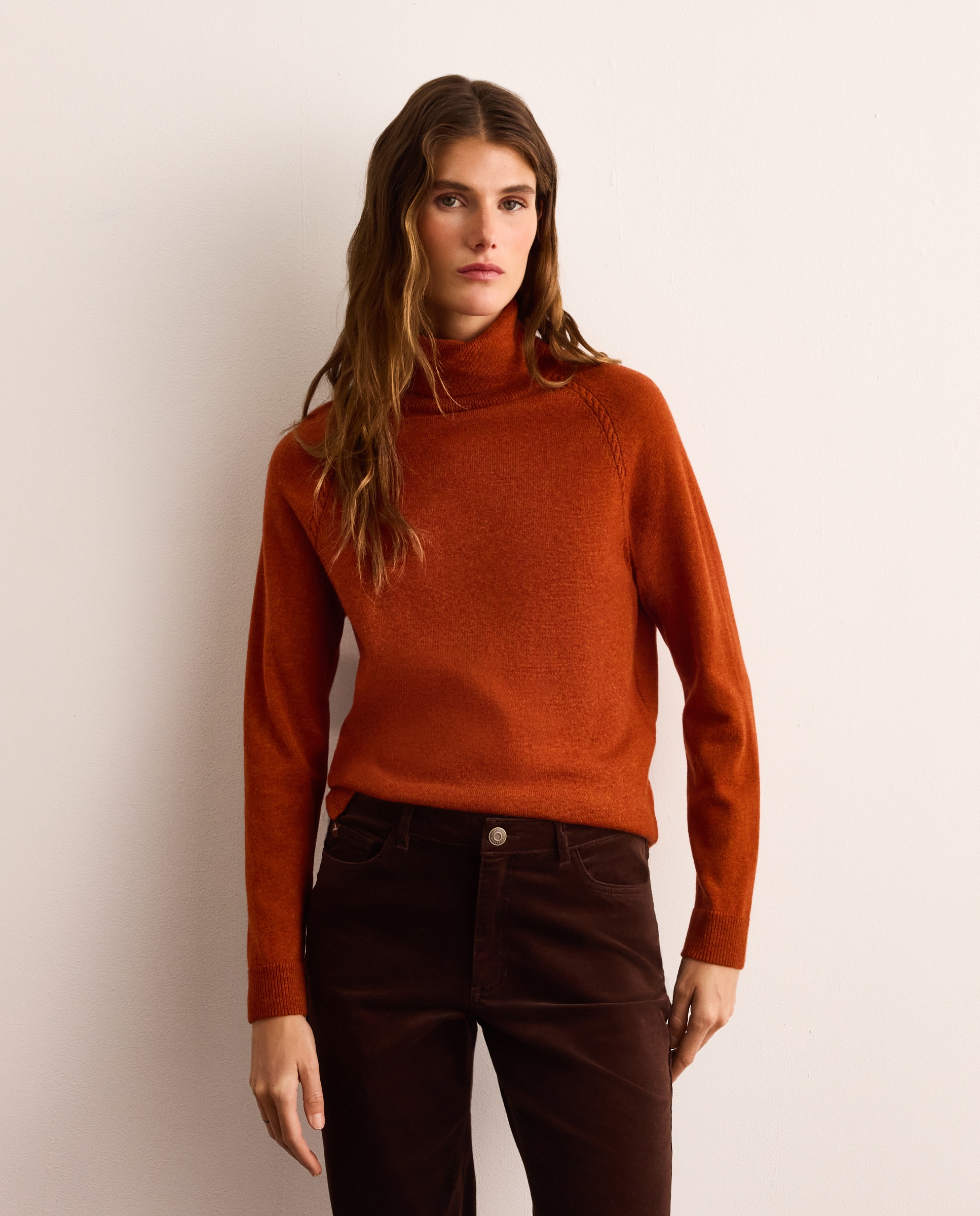 Jersey de mujer con manga larga y cuello cisne - Lloyd's - Naranja quemado Naranja quemado-1