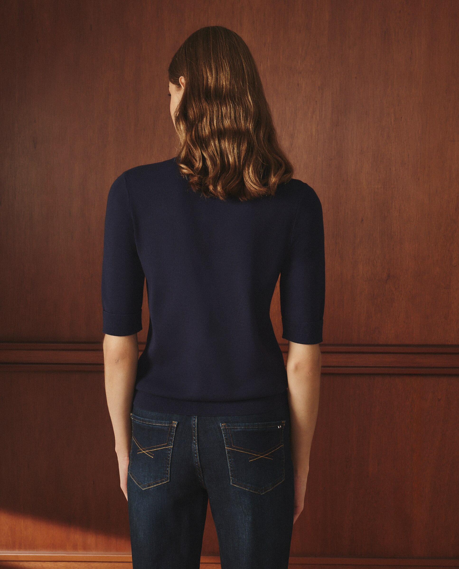 Camisola de Malha Lisa de Viscose Azul-marinho-3