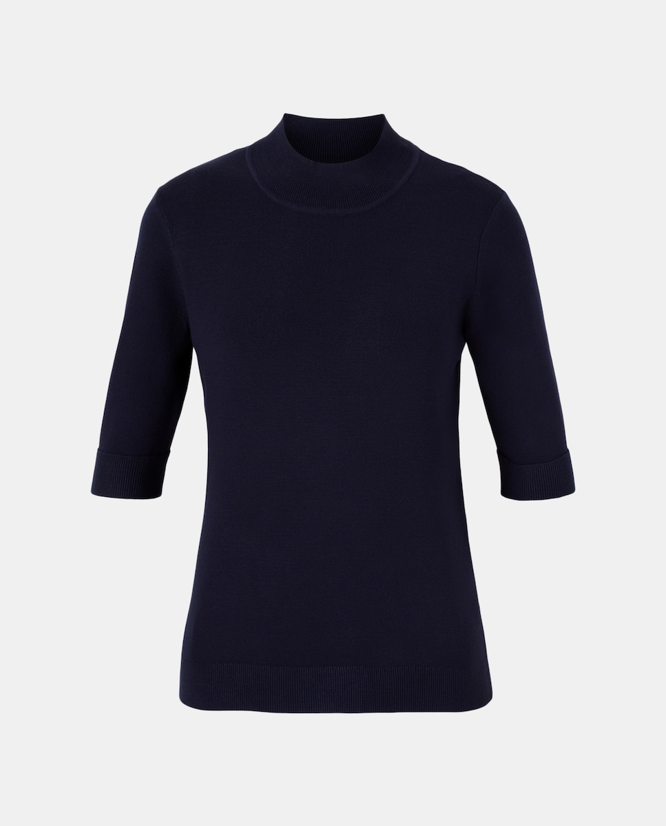 Camisola de Malha Lisa de Viscose Azul-marinho-4