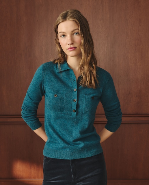 Imagen 0 de Polo de manga larga liso de mujer