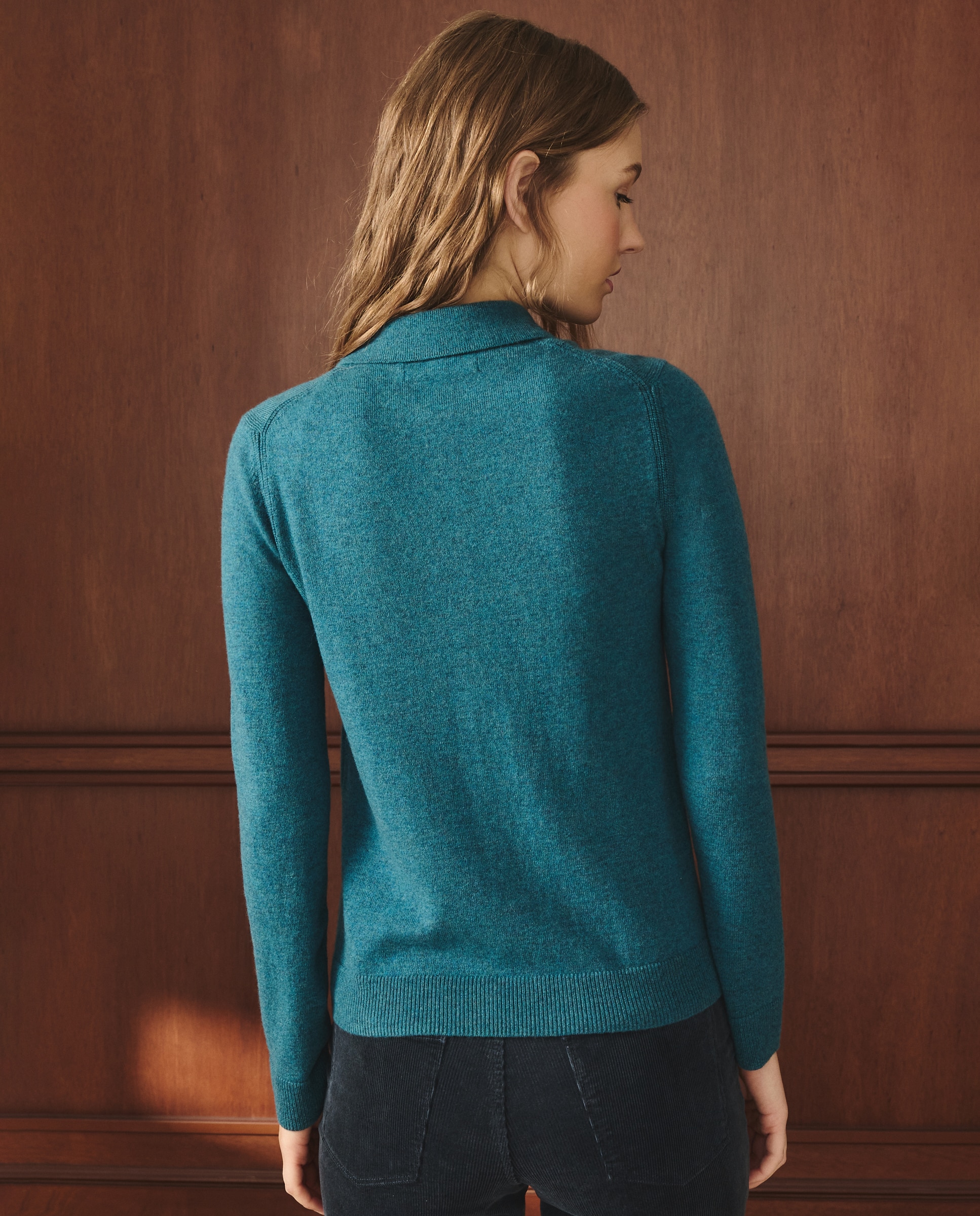 Polo Liso de Manga Comprida Verde Pato-3