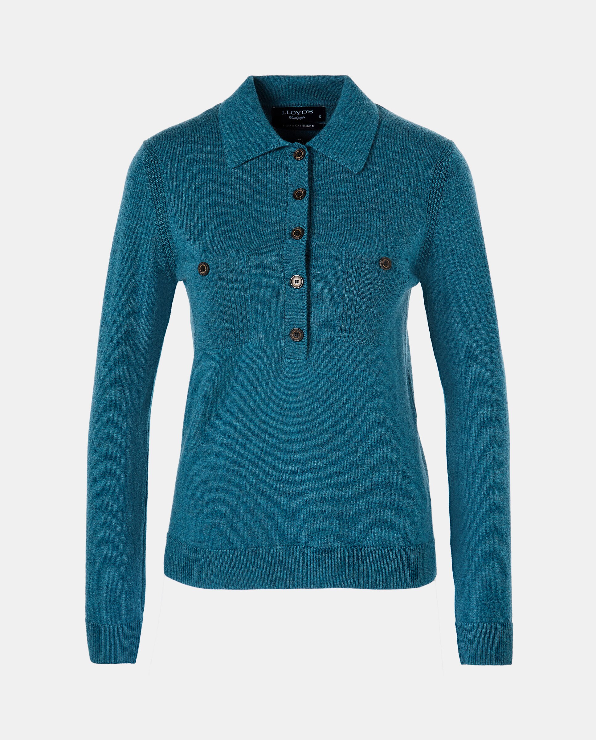 Polo Liso de Manga Comprida Verde Pato-4