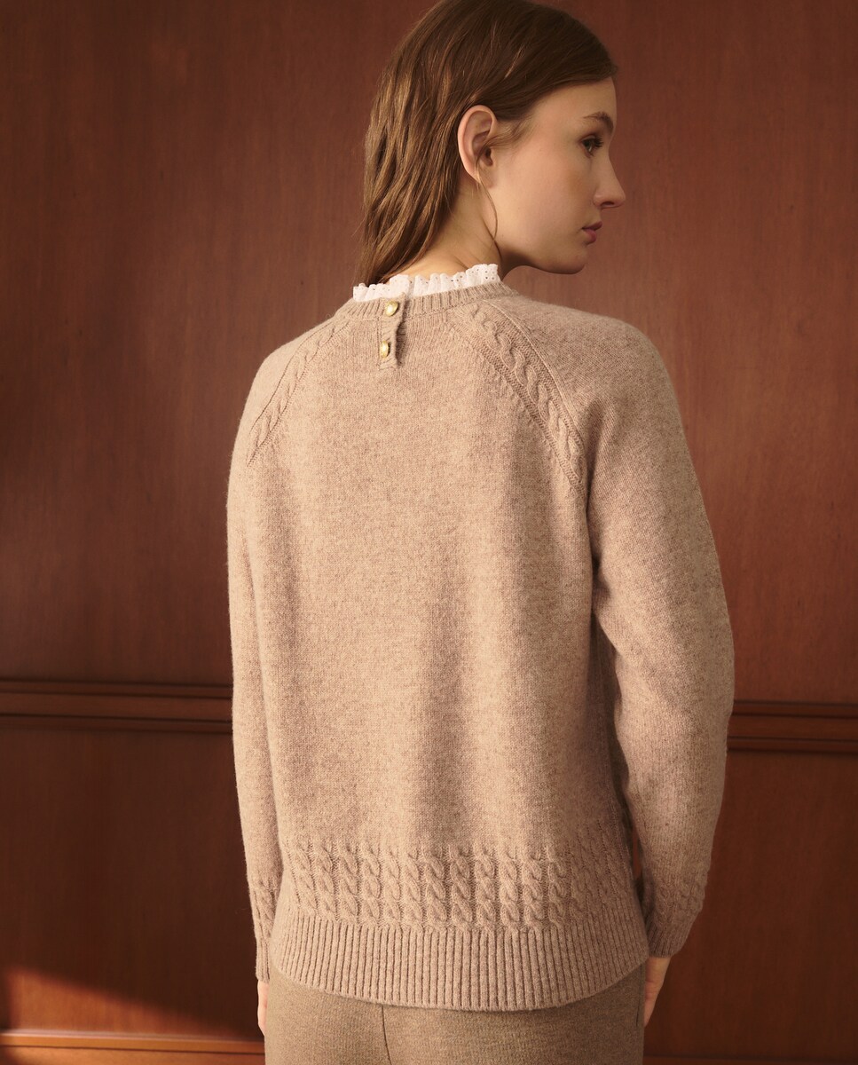 Camisola de Malha de Lã com Manga Comprida 820 Cinzento Médio-3