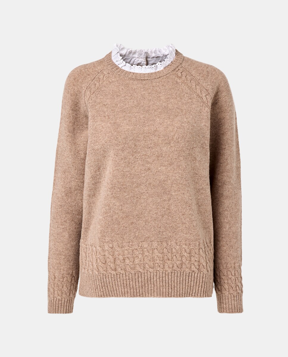 Camisola de Malha de Lã com Manga Comprida 820 Cinzento Médio-4