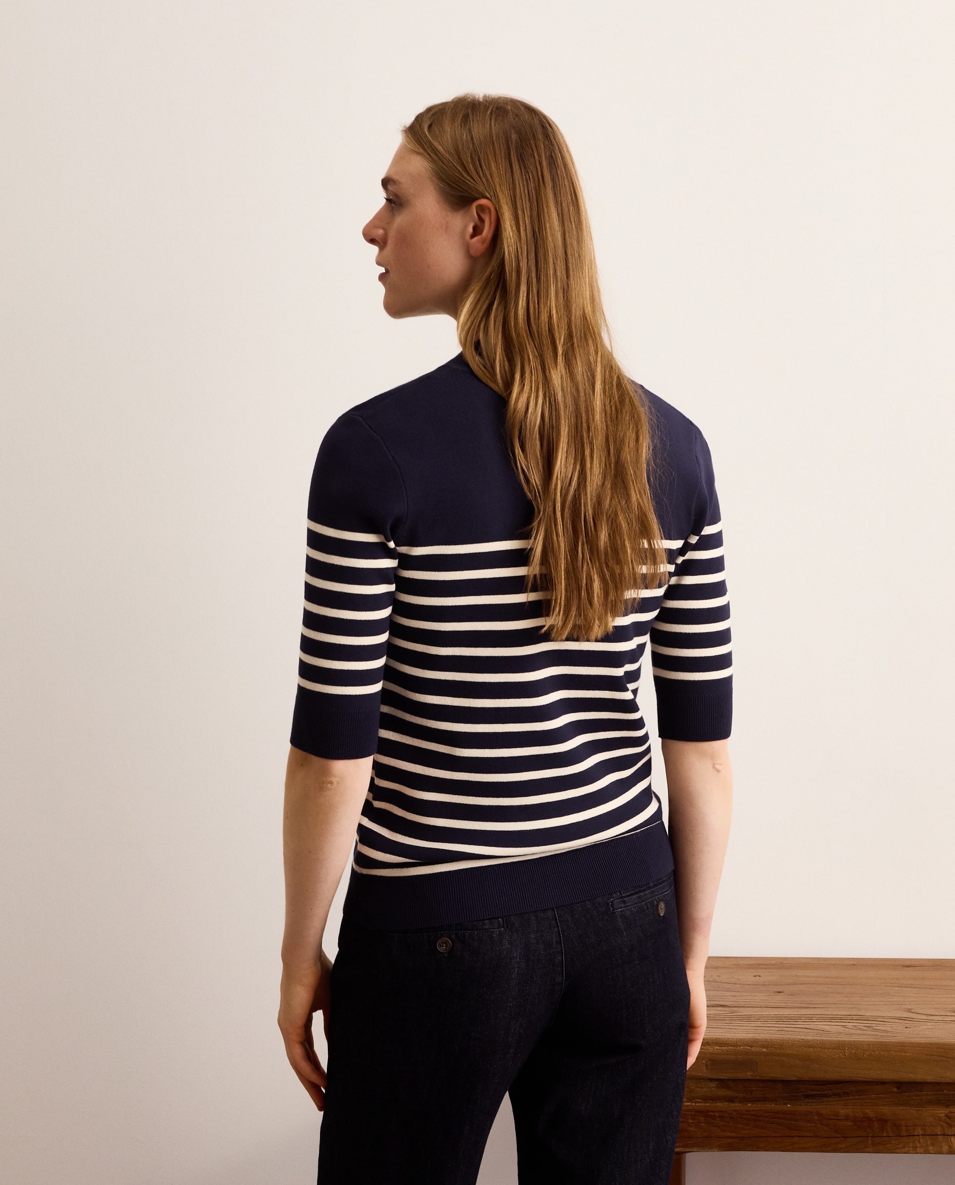 Jersey de mujer de manga corta cuello perkins - Lloyd's - Azul Azul-3