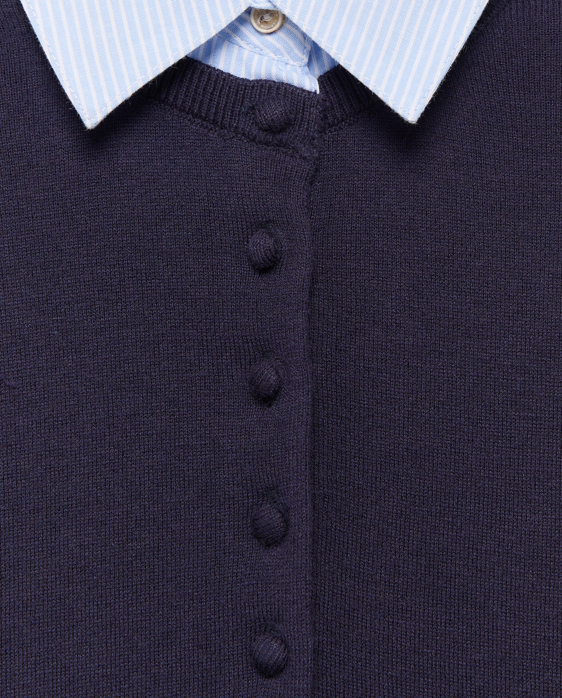 Jersey manga larga de mujer con cuello camisero y faldón rayas - Lloyd's - Azul marino Azul marino-5