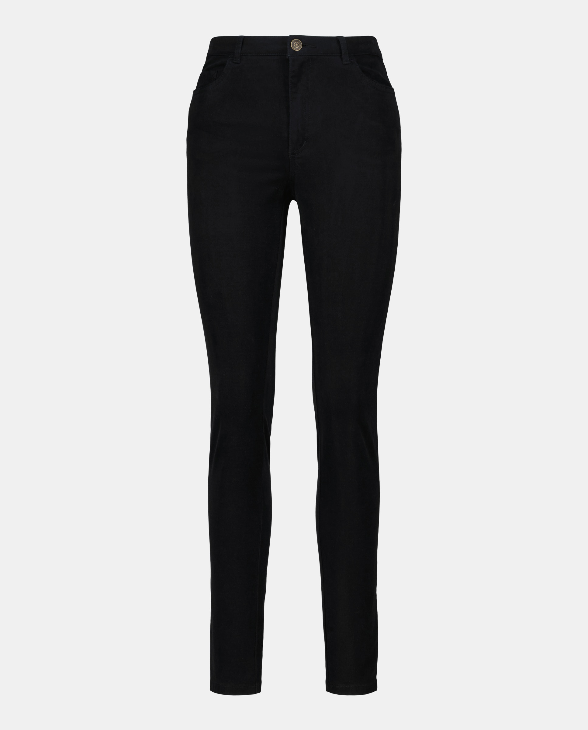 Calças Skinny Básicas de 5 Bolsos em Molesquine Preto-4