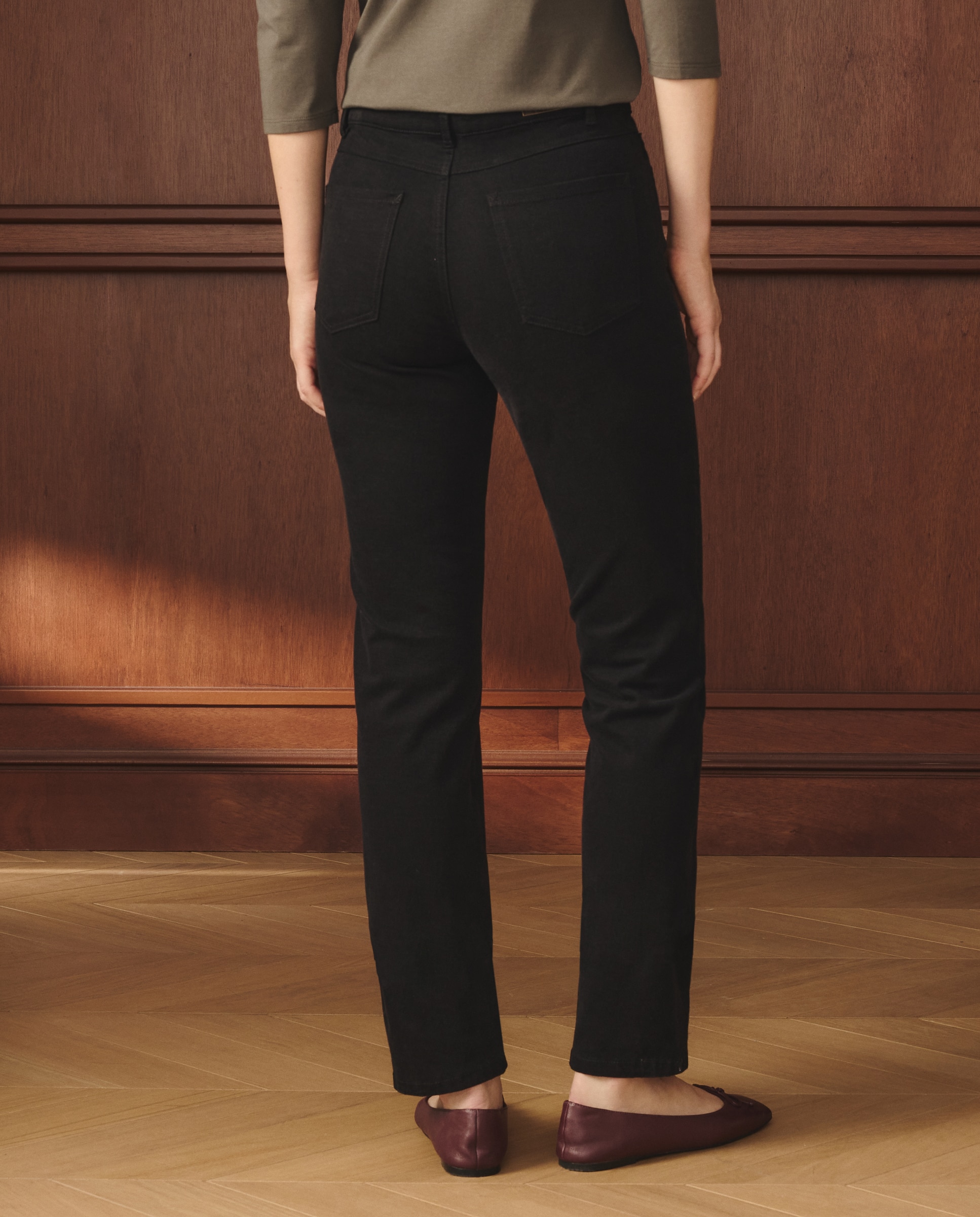 Calças Semi Skinny Básicas de 5 Bolsos Preto-3