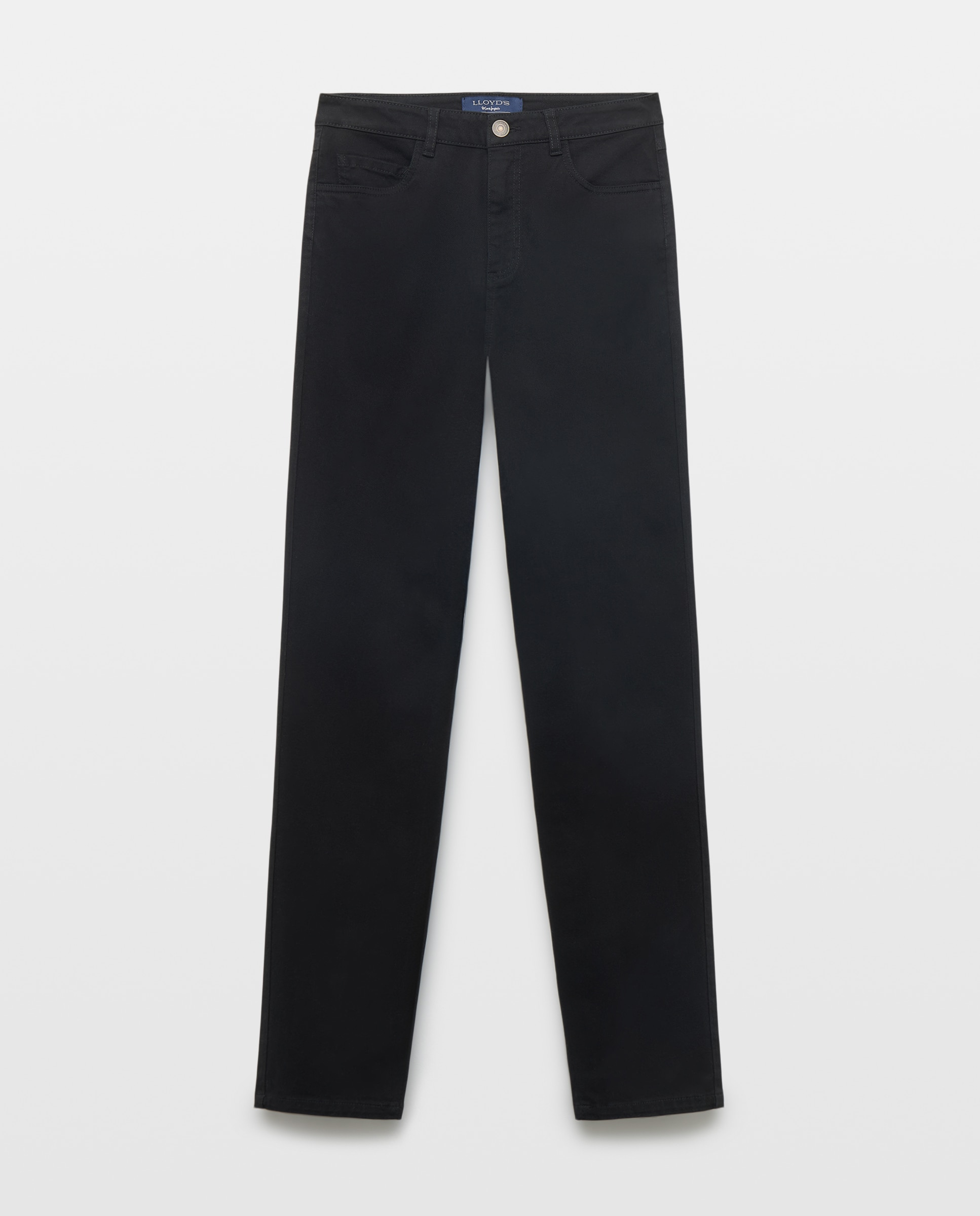 Calças Semi Skinny Básicas de 5 Bolsos Preto-4