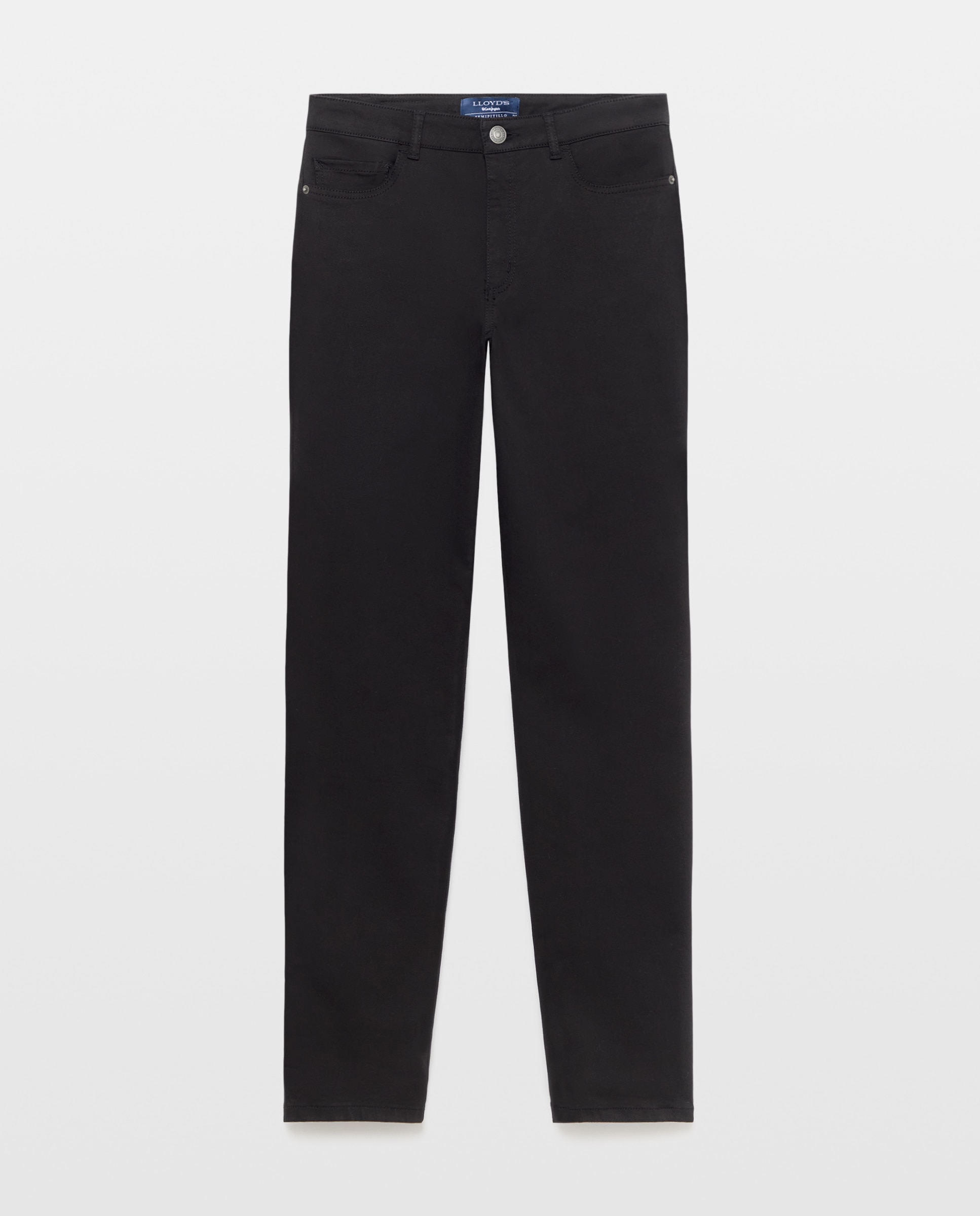 Calças semi skinny com 5 bolsos Preto-4