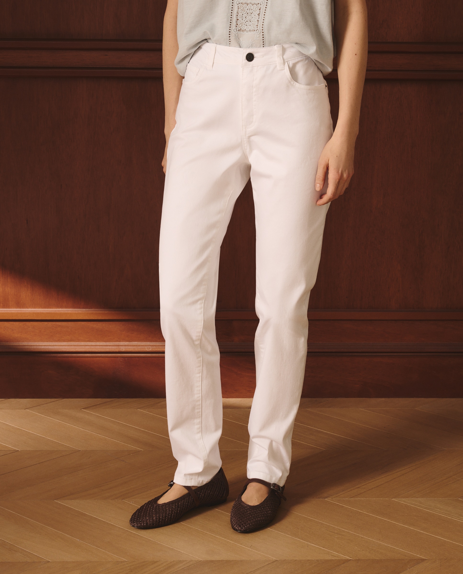 Pantalón básico de mujer de tipo semipitillo - Lloyd's - Blanco Blanco-2