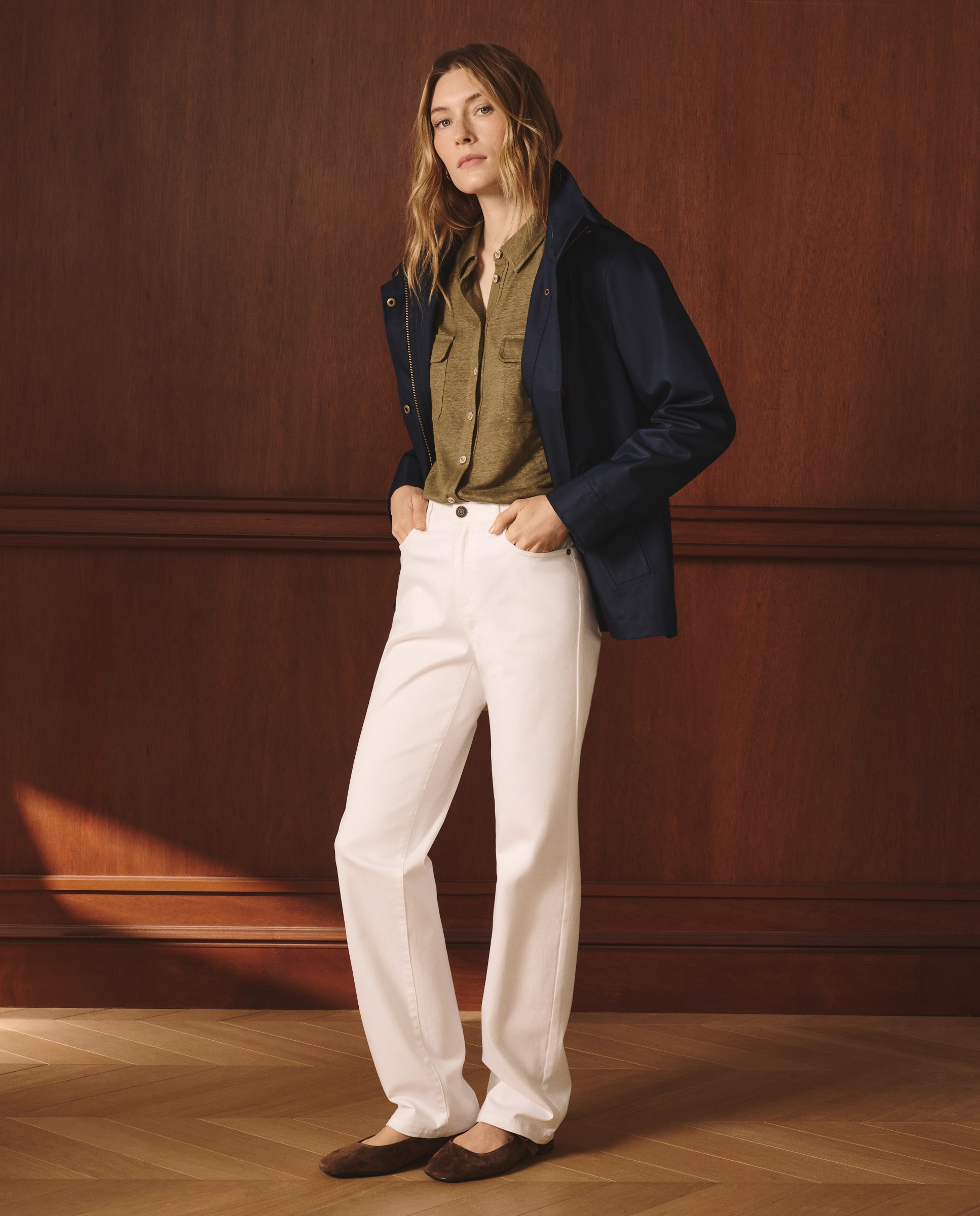 Pantalón básico de mujer de tipo recto - Lloyd's - 850 Piedra Blanco-1