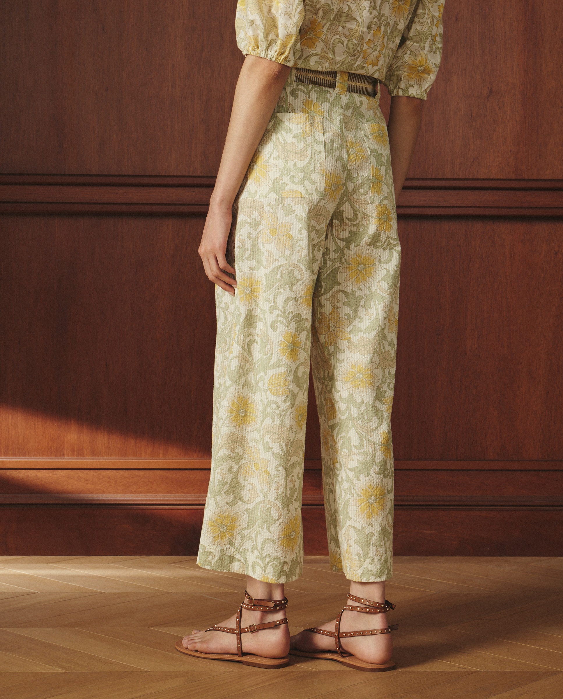 Calças de Algodão Estampadas Amarelo-3