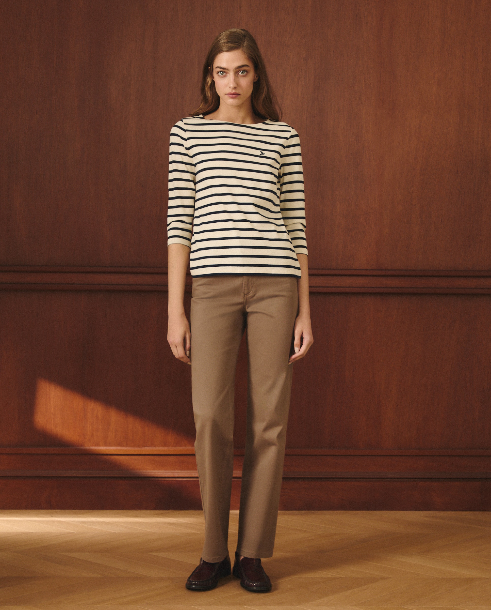 Pantalón recto liso de mujer - Lloyd's - Visón oscuro Visón oscuro-1