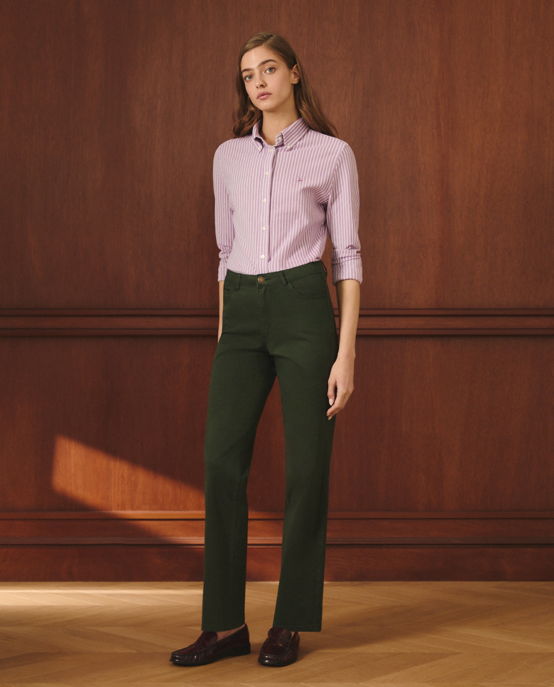 Calças Regular Lisas 530 Verde Escuro-1