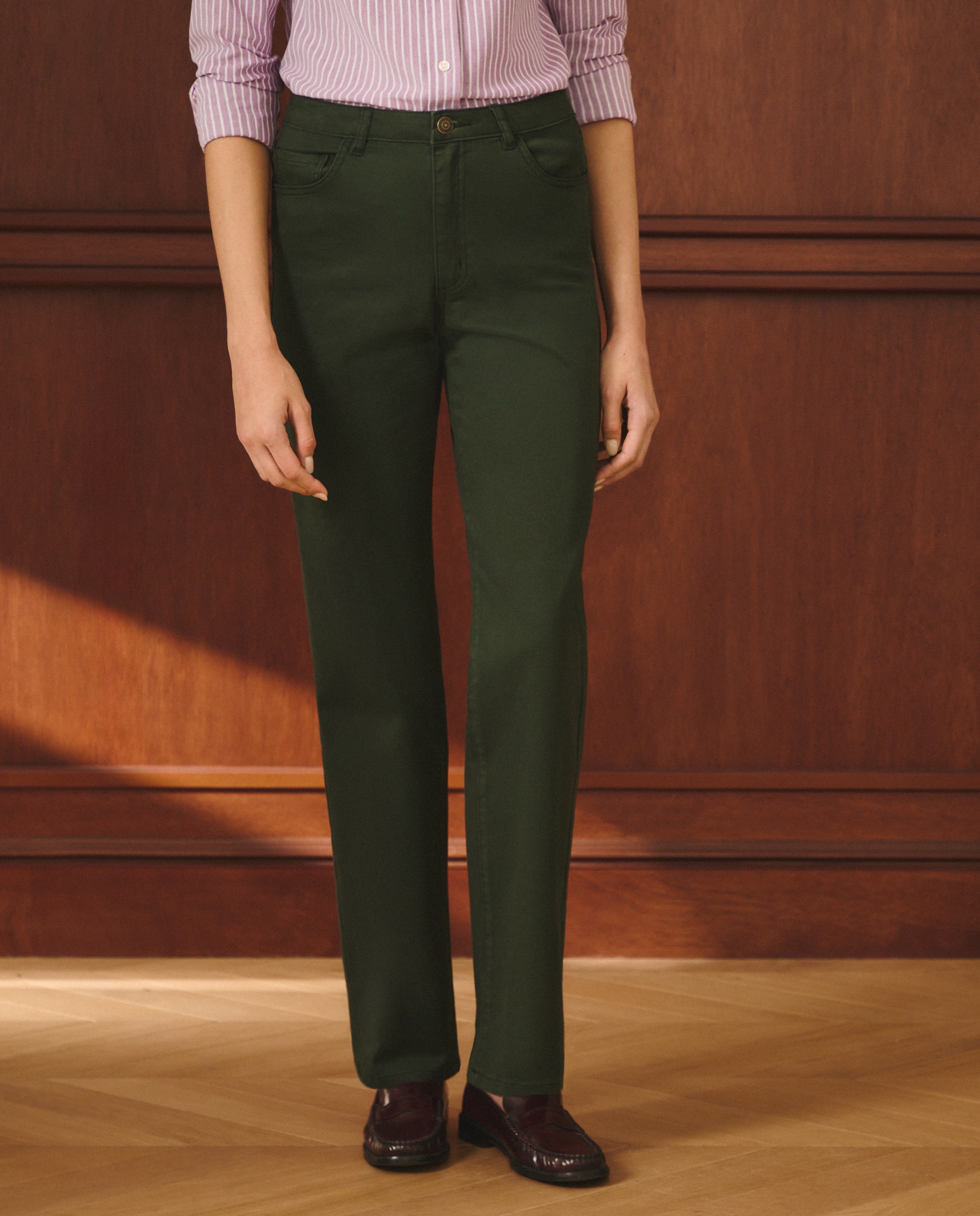 Calças Regular Lisas 530 Verde Escuro-2