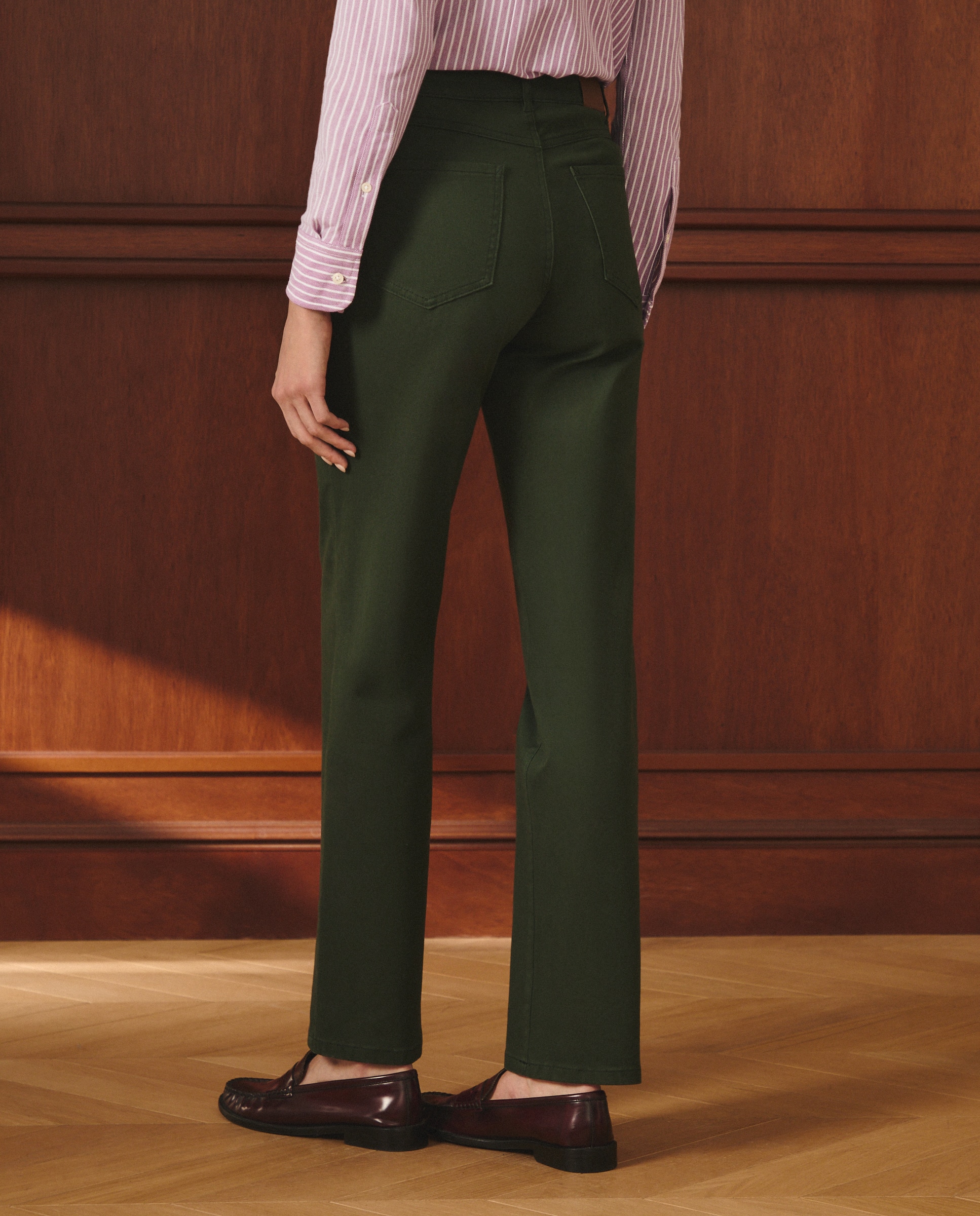 Calças Regular Lisas 530 Verde Escuro-3