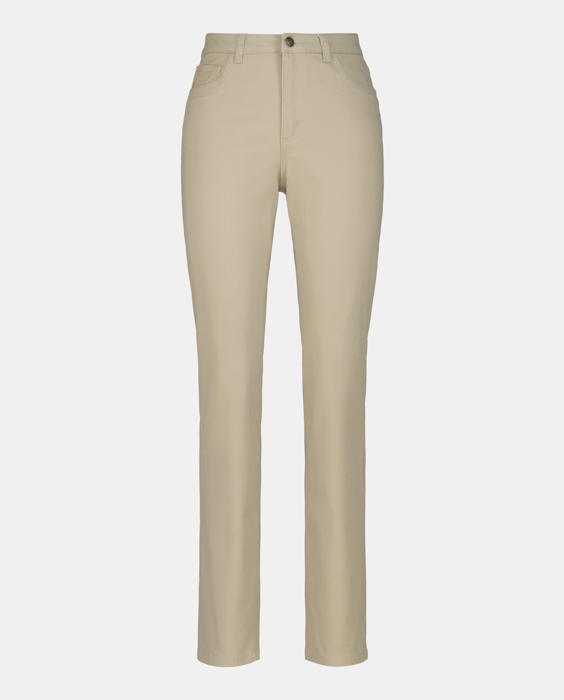 Calças Semi Skinny Lisas Bege-4