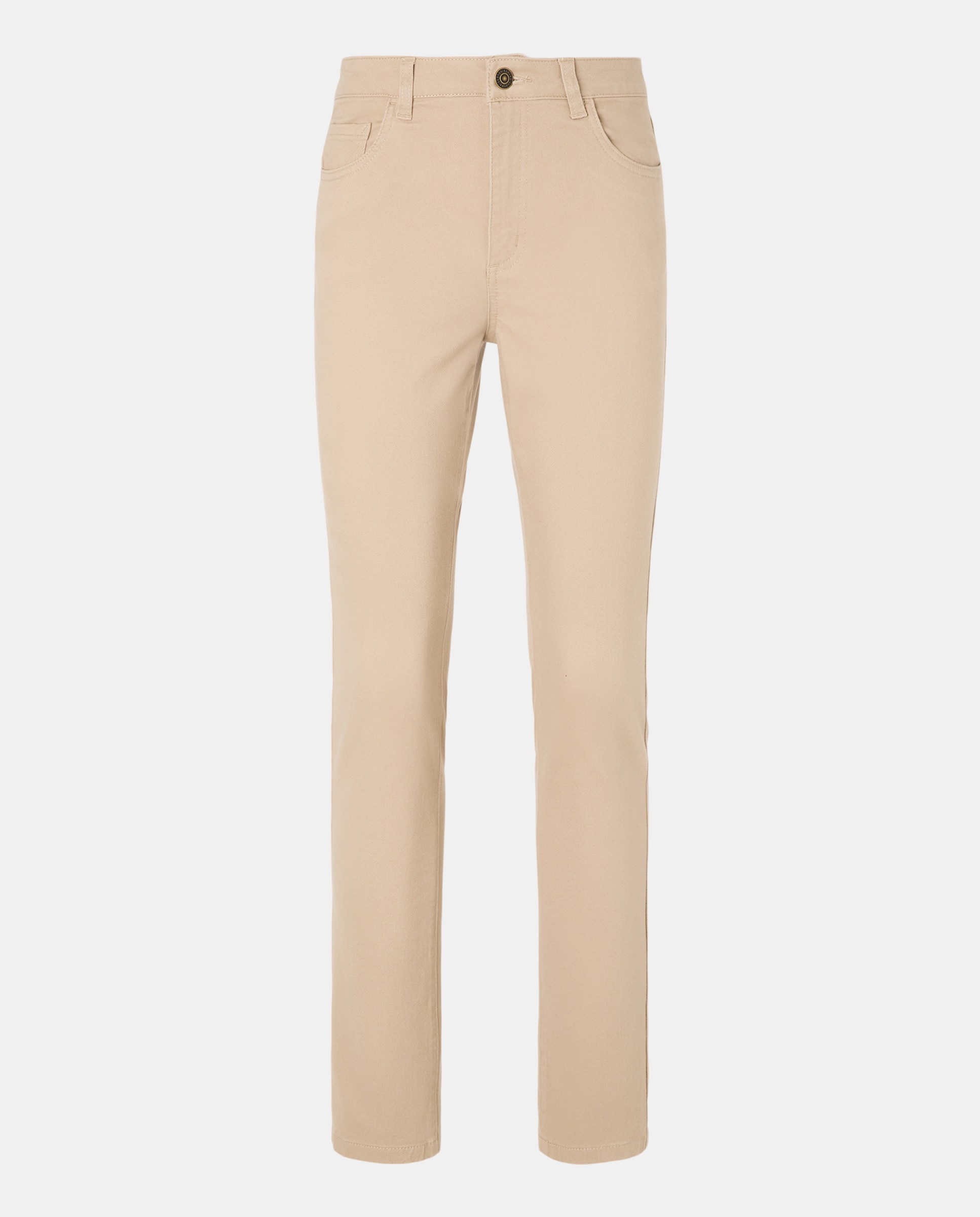 Calças Skinny Lisas Bege-4
