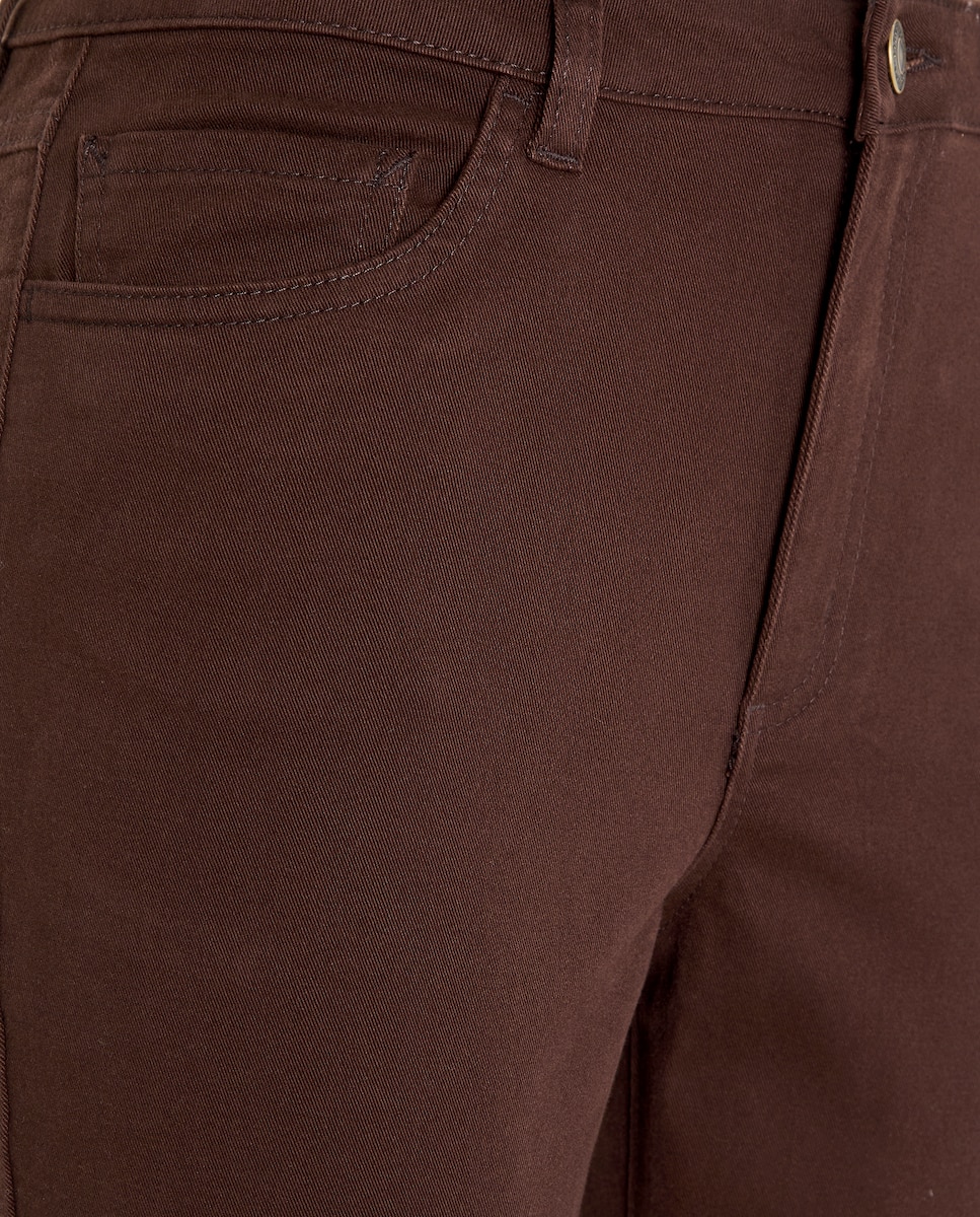 Calças Skinny Lisas Castanho-5