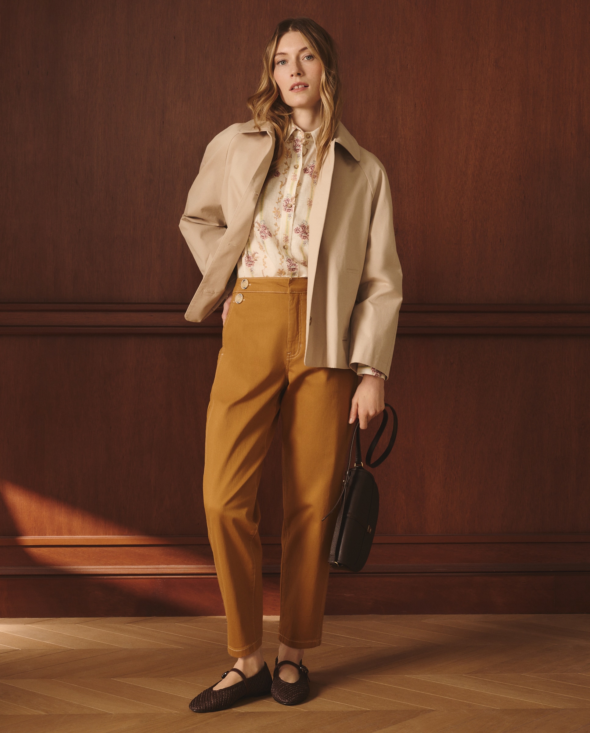 Pantalón recto de mujer liso - Lloyd's - 120 Crudo Mostaza-1