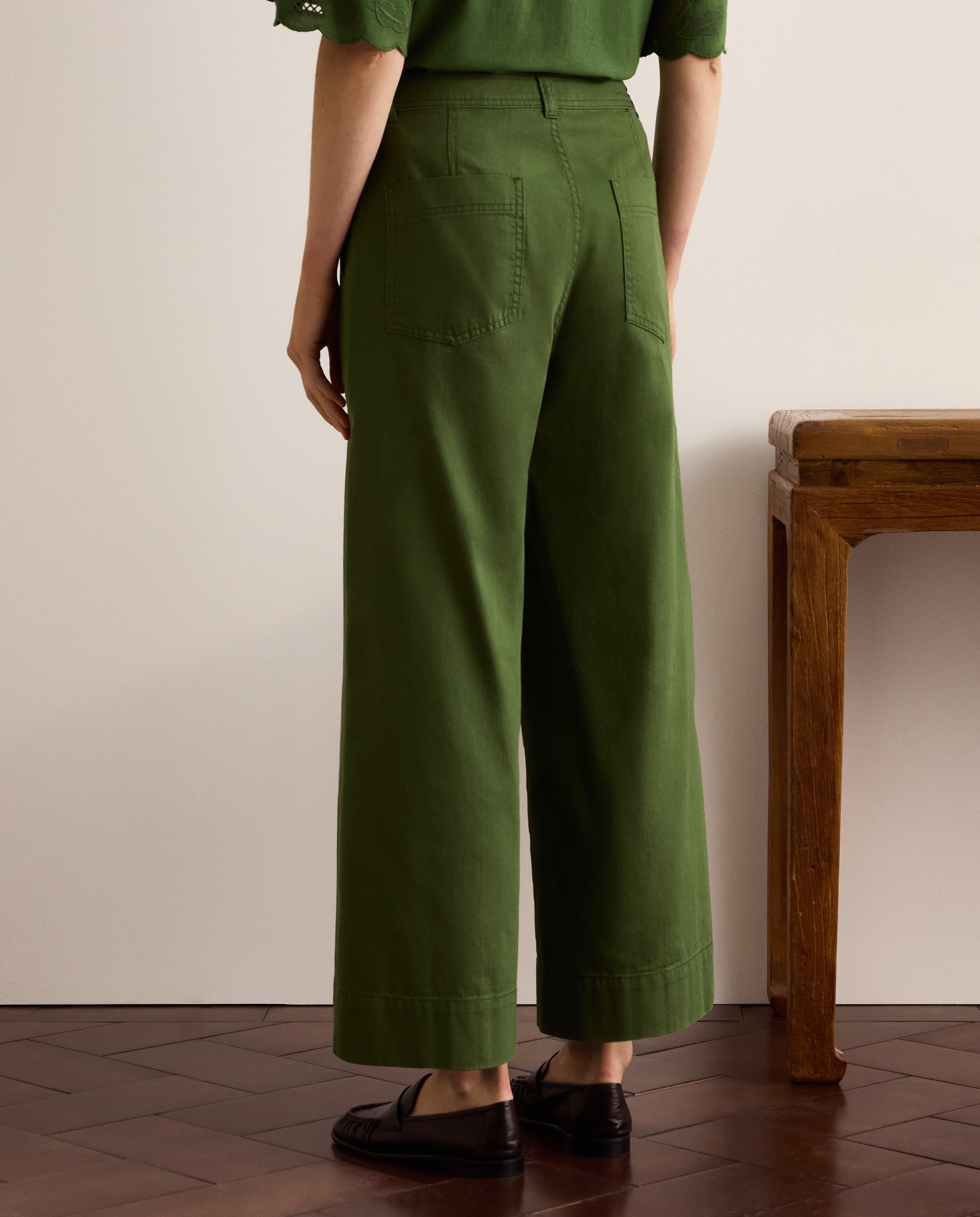 Pantalón cropped de mujer de algodón liso - Lloyd's - Verde Verde-3