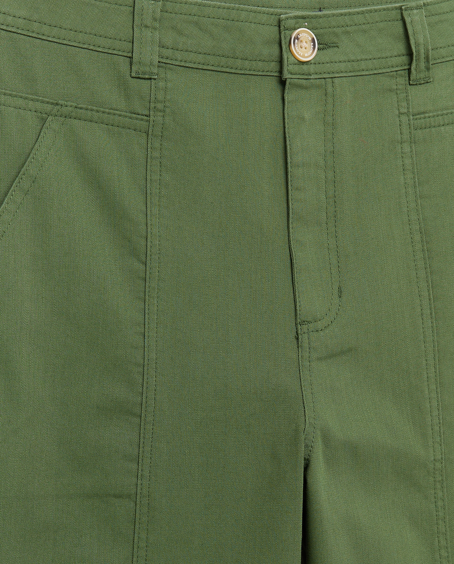 Pantalón cropped de mujer de algodón liso - Lloyd's - Verde Verde-5
