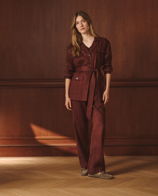 Pantalón liso de mujer en lino