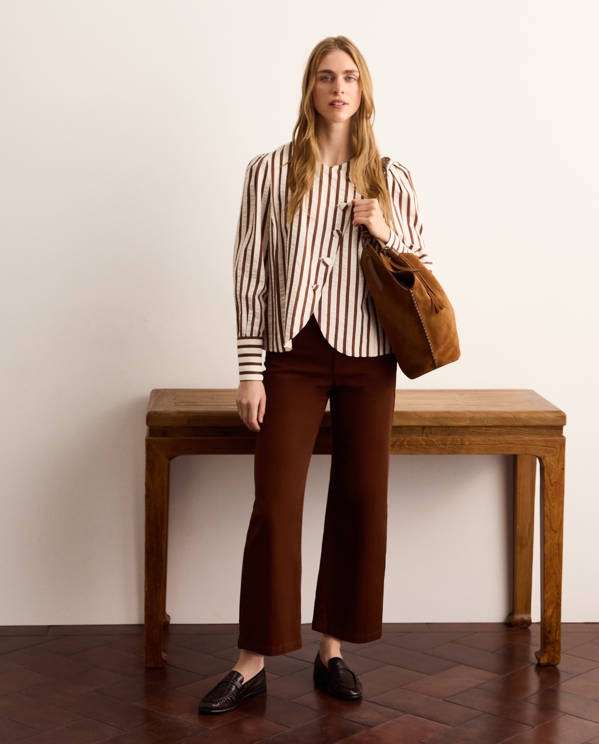Pantalón ancho liso de mujer - Lloyd's - Marrón Marrón-1