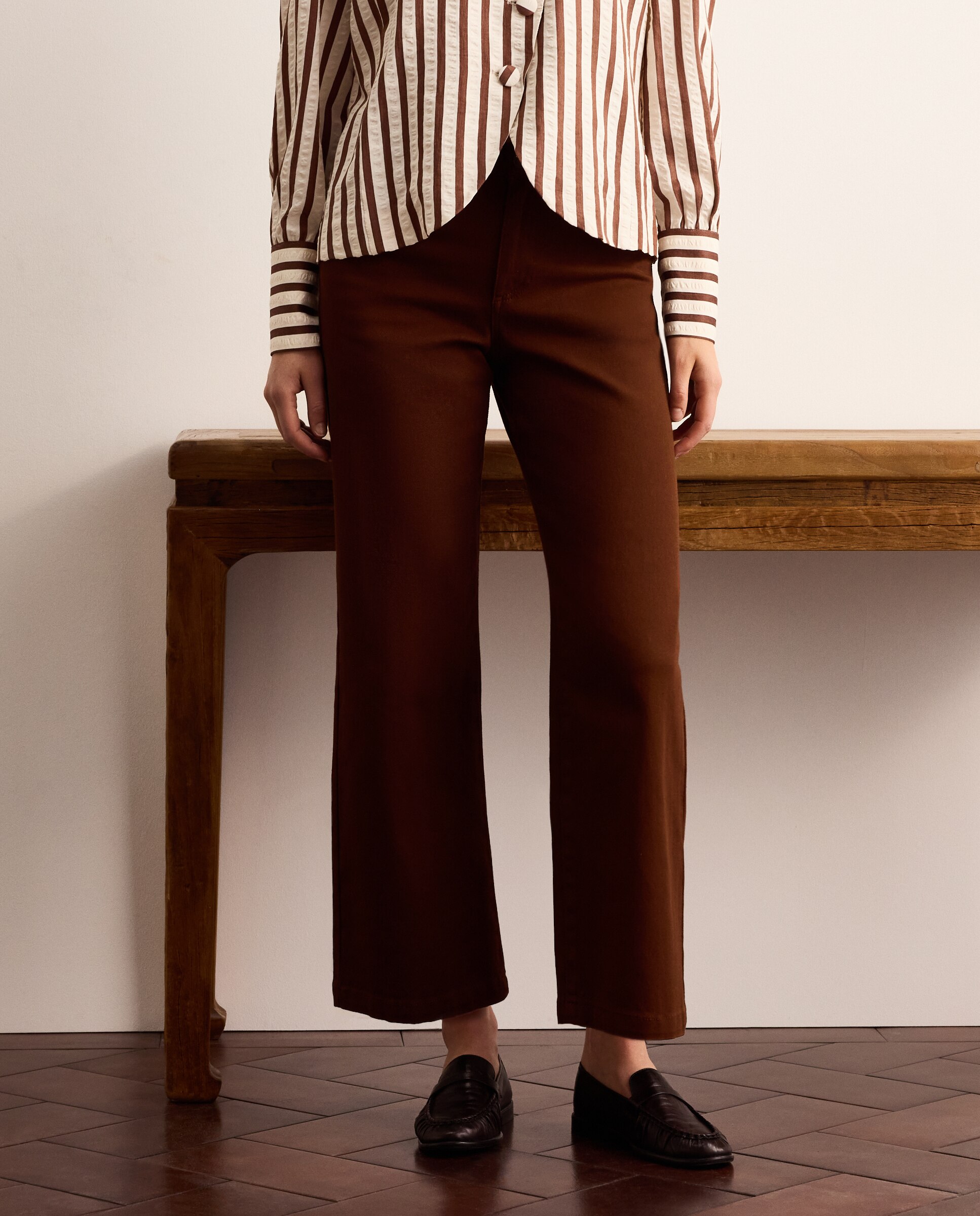 Pantalón ancho liso de mujer - Lloyd's - Marrón Marrón-2