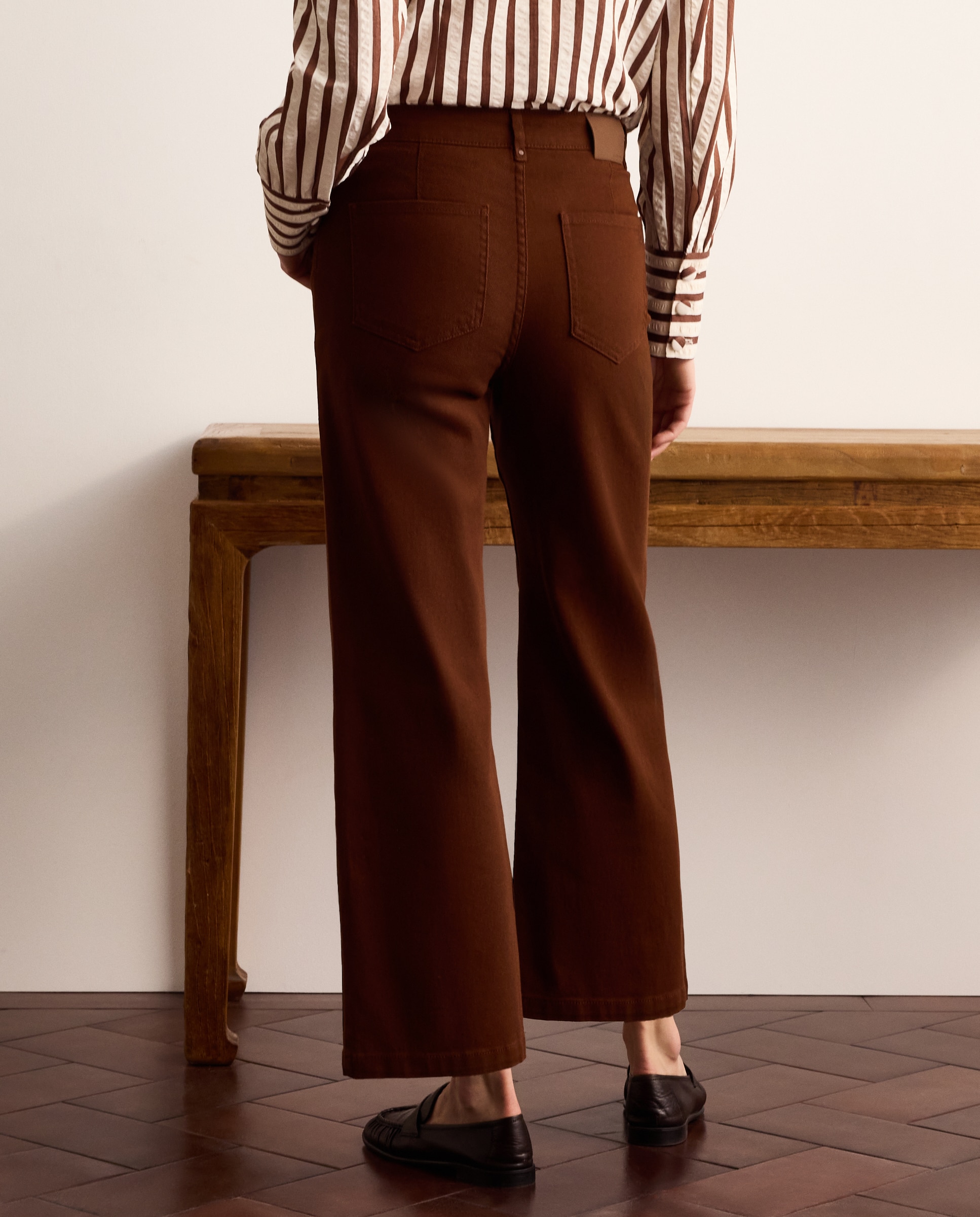 Pantalón ancho liso de mujer - Lloyd's - Marrón Marrón-3