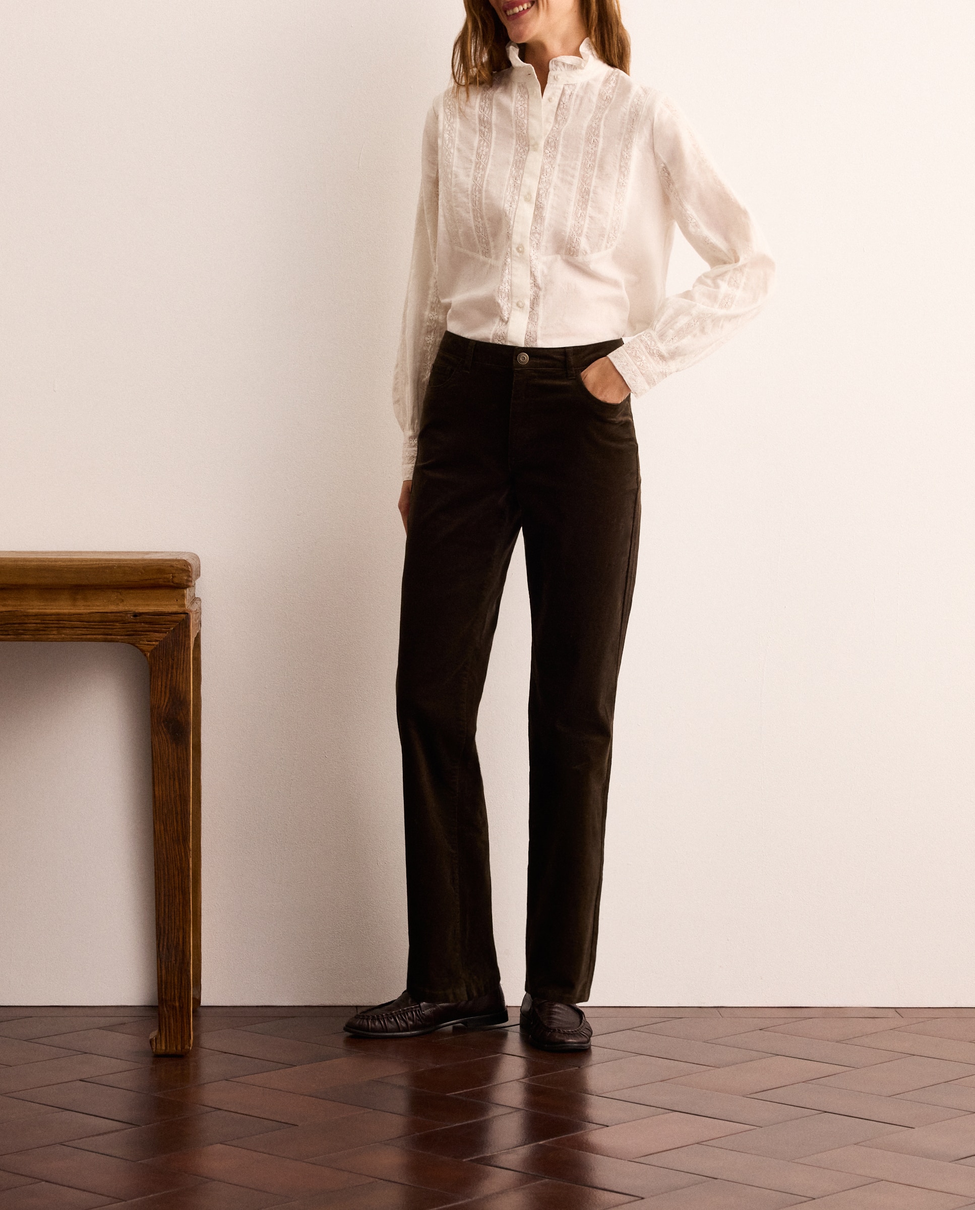 Pantalón recto de mujer de velvetón - Lloyd's - 520 Kaki 520 Kaki-2