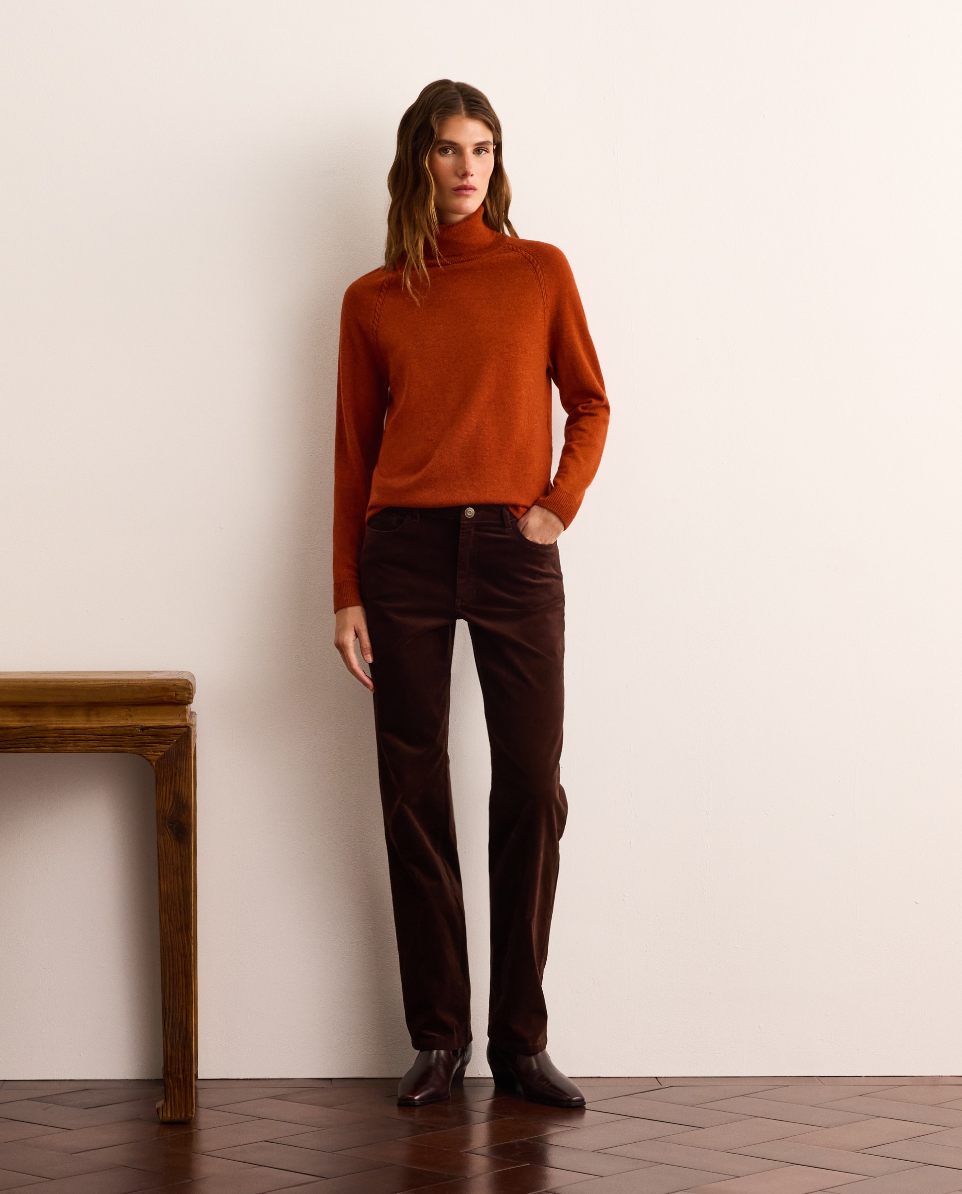 Pantalón recto de mujer de velvetón - Lloyd's - Marrón Marrón-1