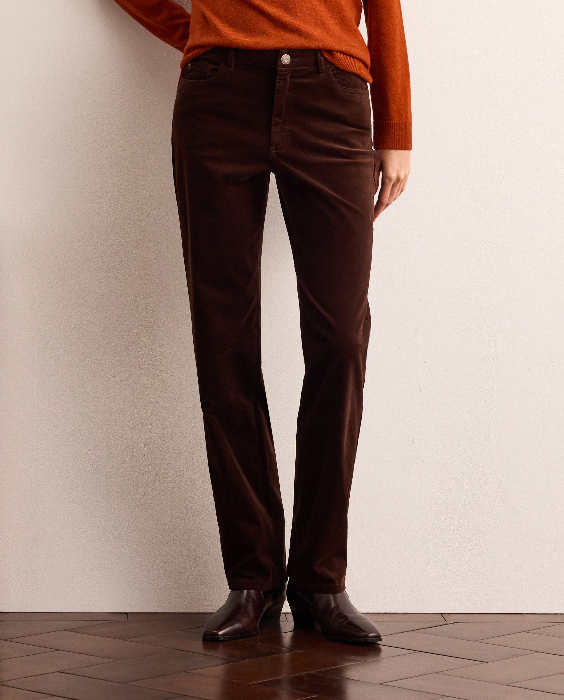 Pantalón recto de mujer de velvetón - Lloyd's - Marrón Marrón-2