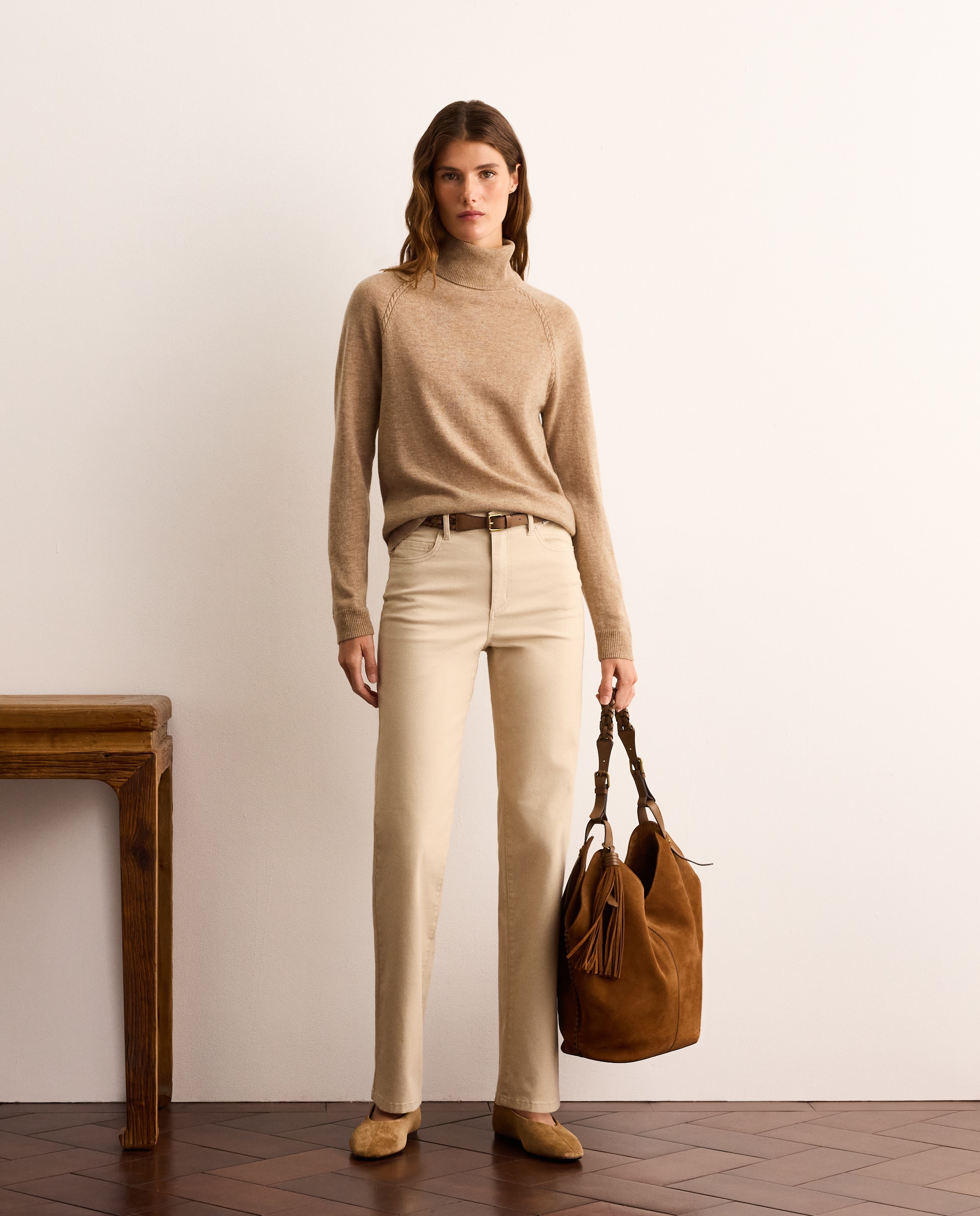 Pantalón recto liso de mujer - Lloyd's - 120 Crudo 120 Crudo-1