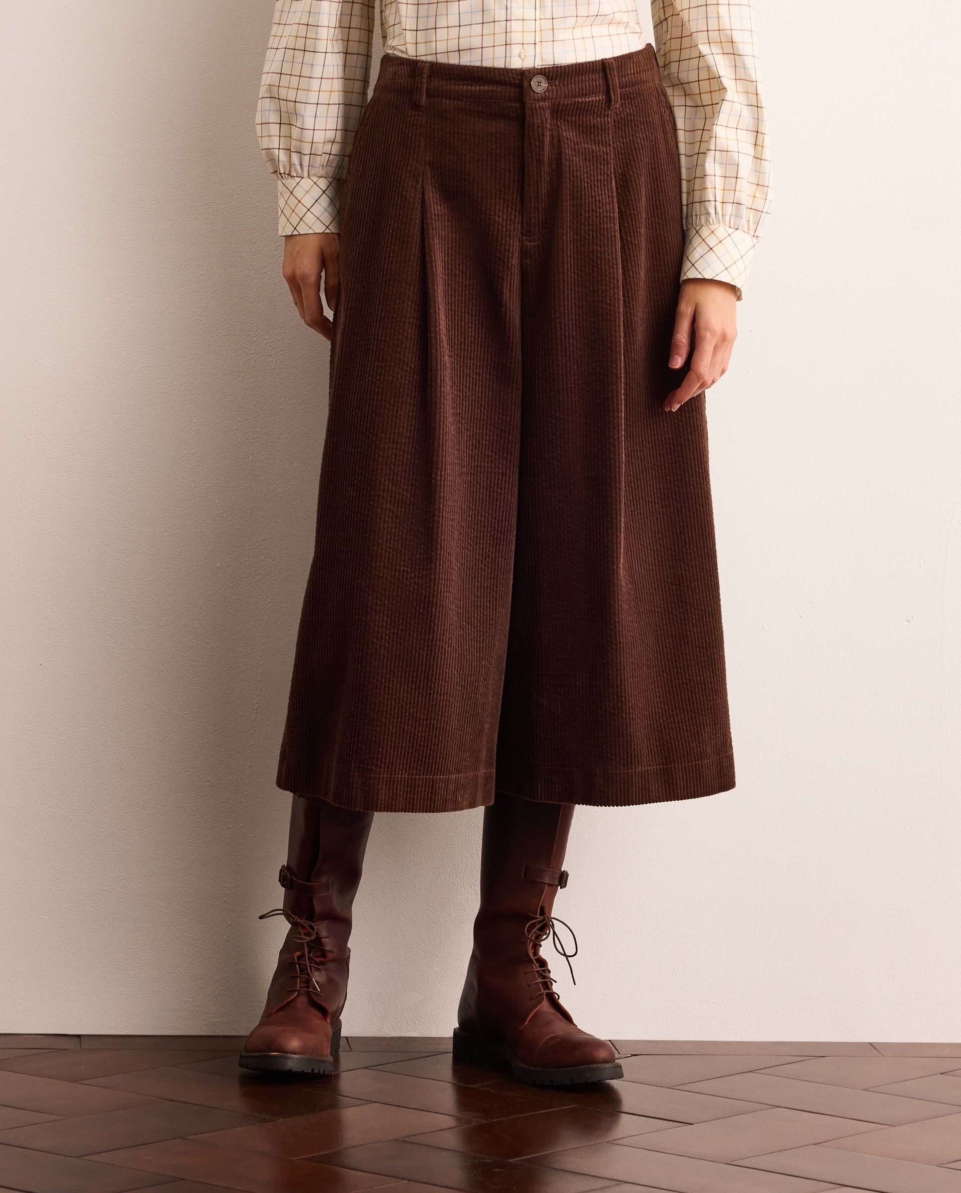 Pantalón pana de mujer ancho - Lloyd's - Marrón Marrón-2