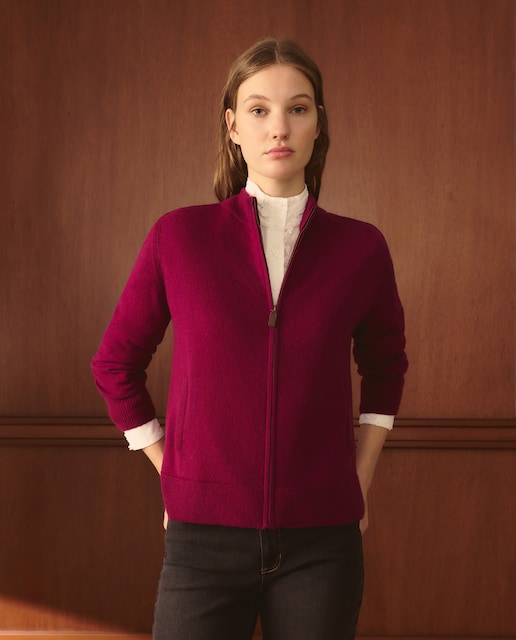 Imagen 0 de Cárdigan con cashmere liso manga larga de mujer