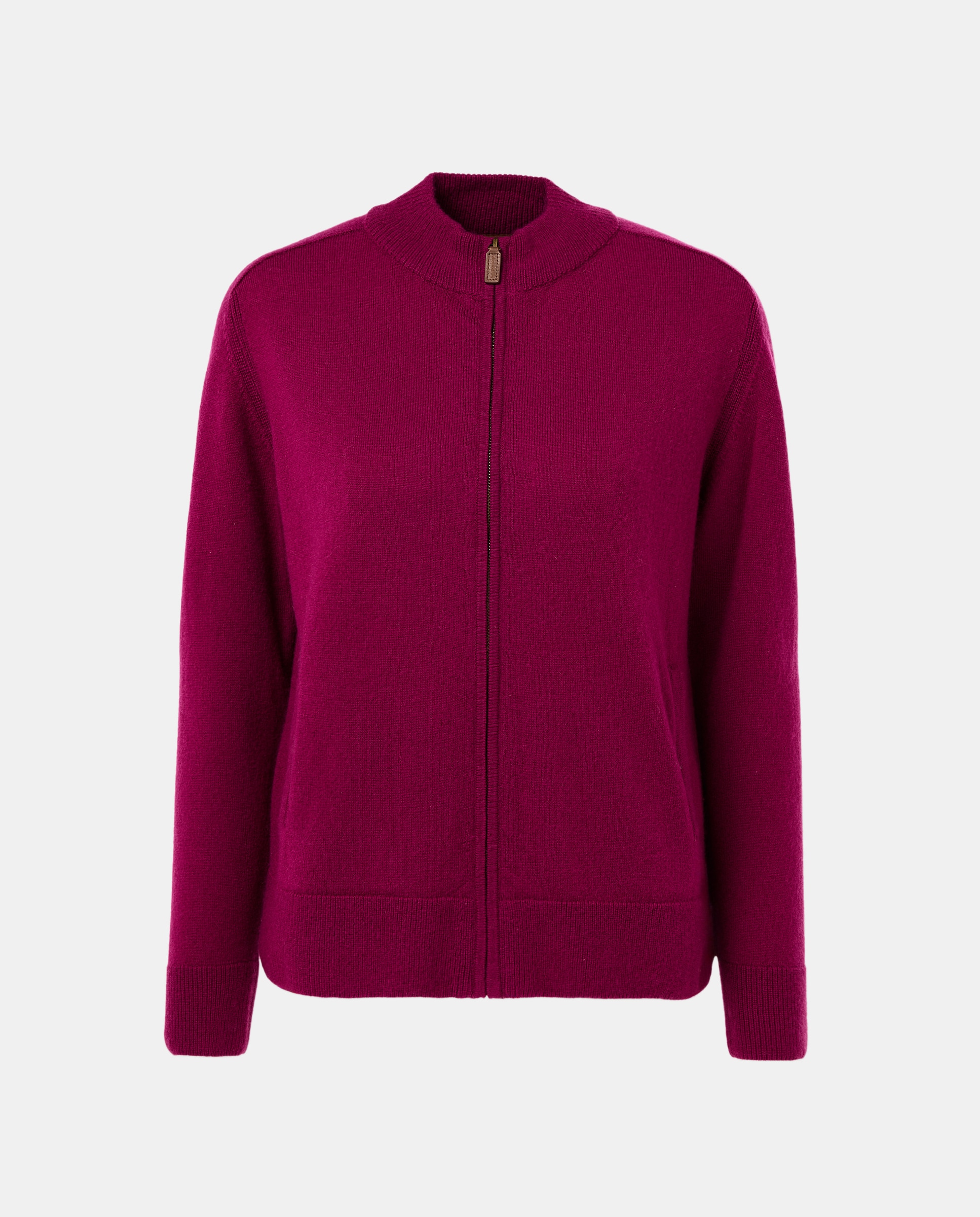 Cardigan em Caxemira Liso de Manga Comprida Ameixa-4