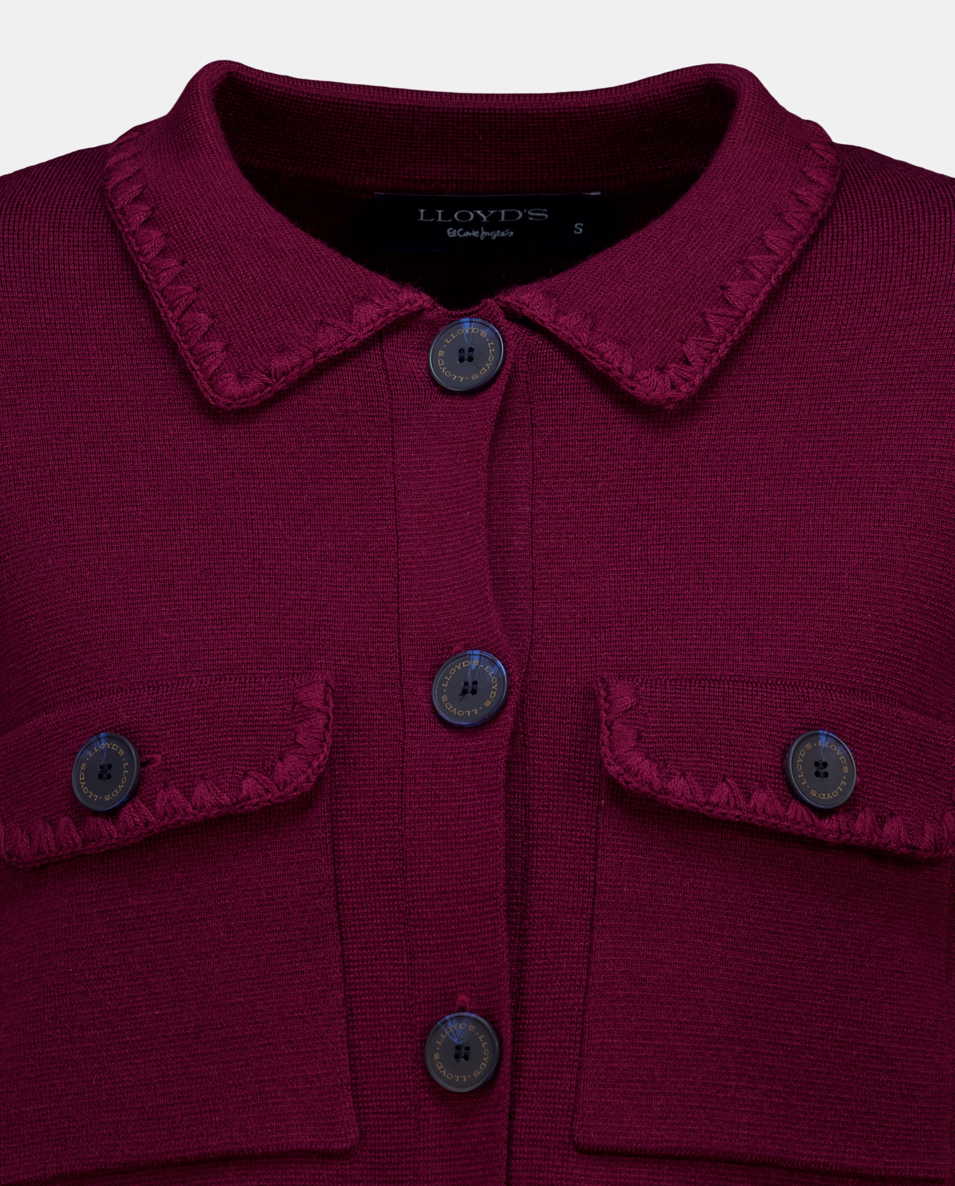 Cardigan de Lã Liso Bordeaux-5