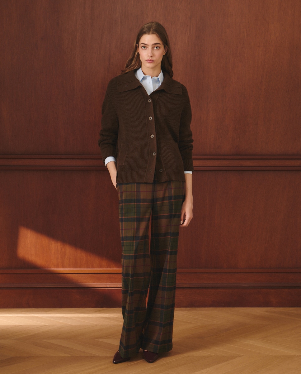 Cardigan de Malha Pérola com Manga Comprida 520 Caqui-2