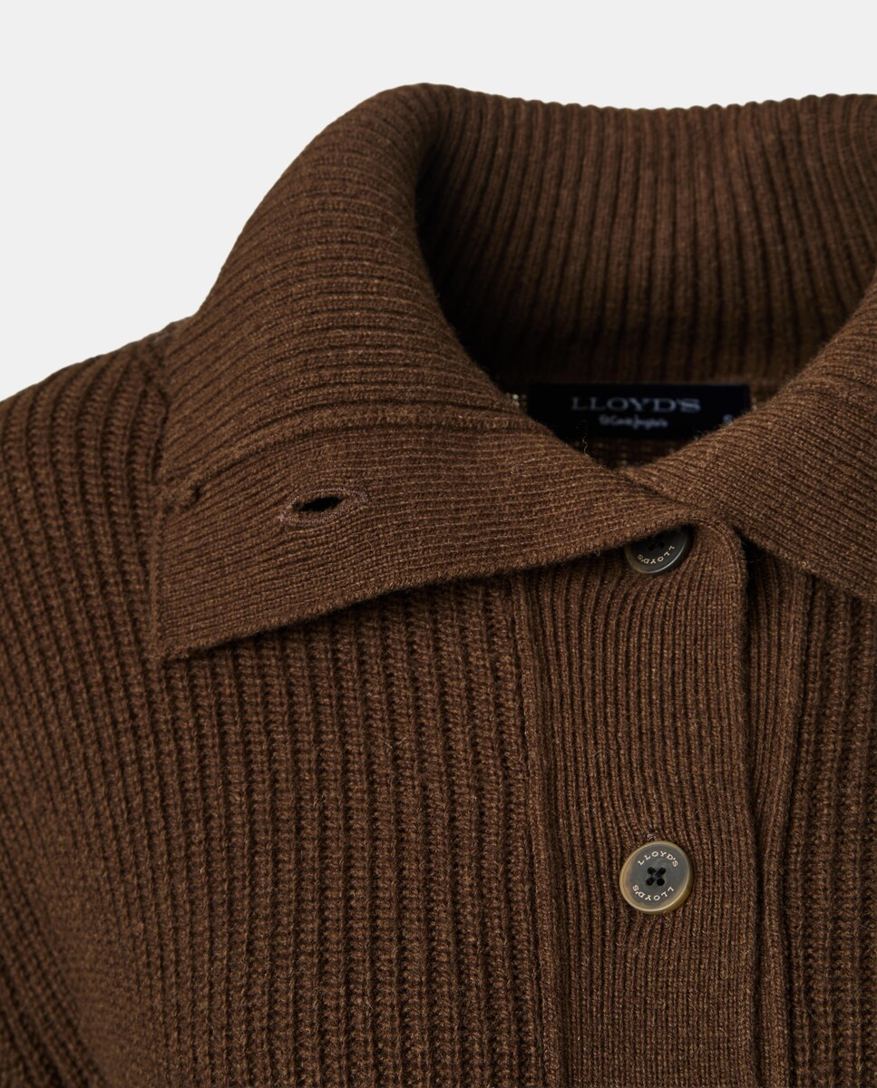 Cardigan de Malha Pérola com Manga Comprida 520 Caqui-5