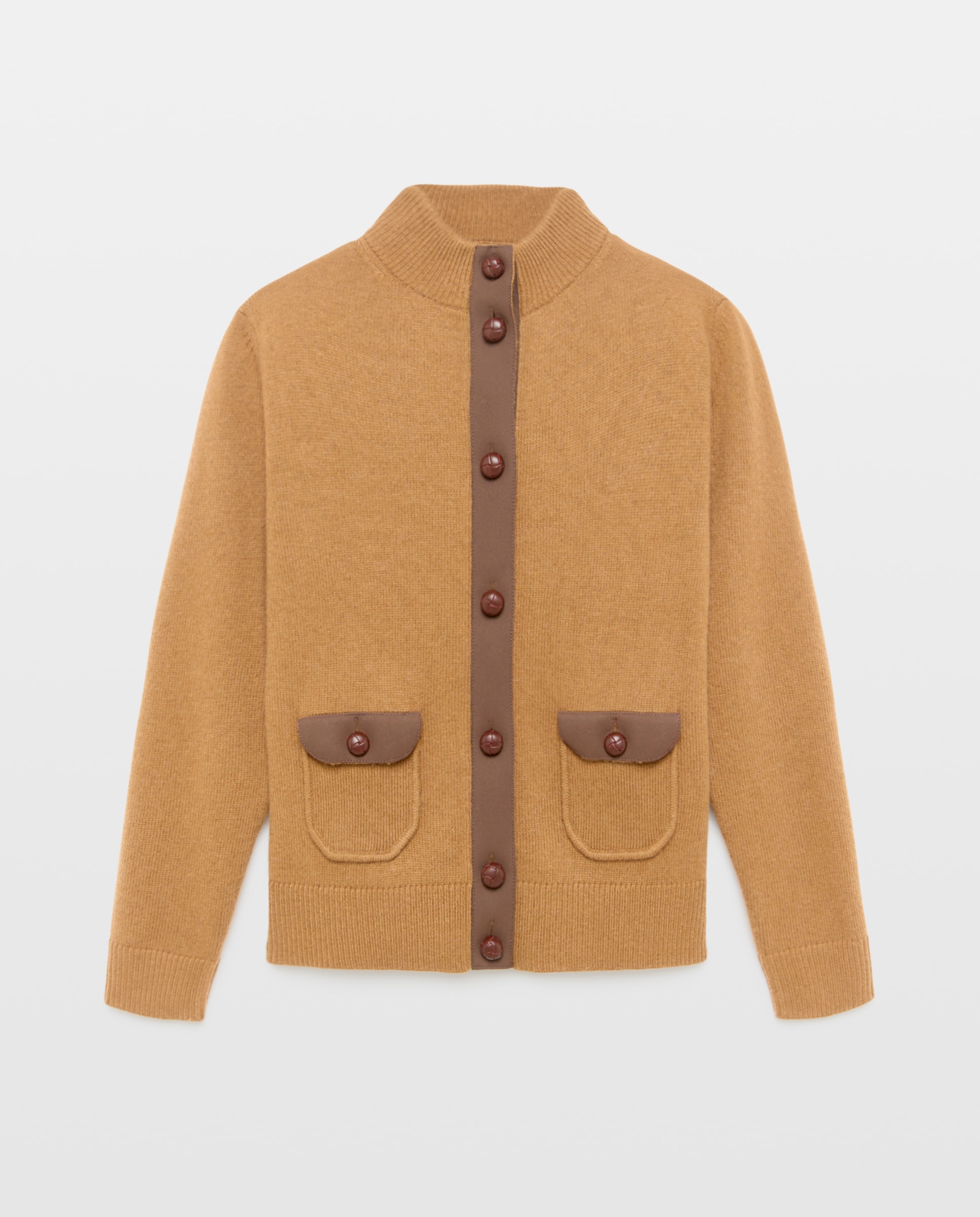 Cárdigan de mujer cuello perkins y aplicaciones - Lloyd's - Toffee Toffee-5