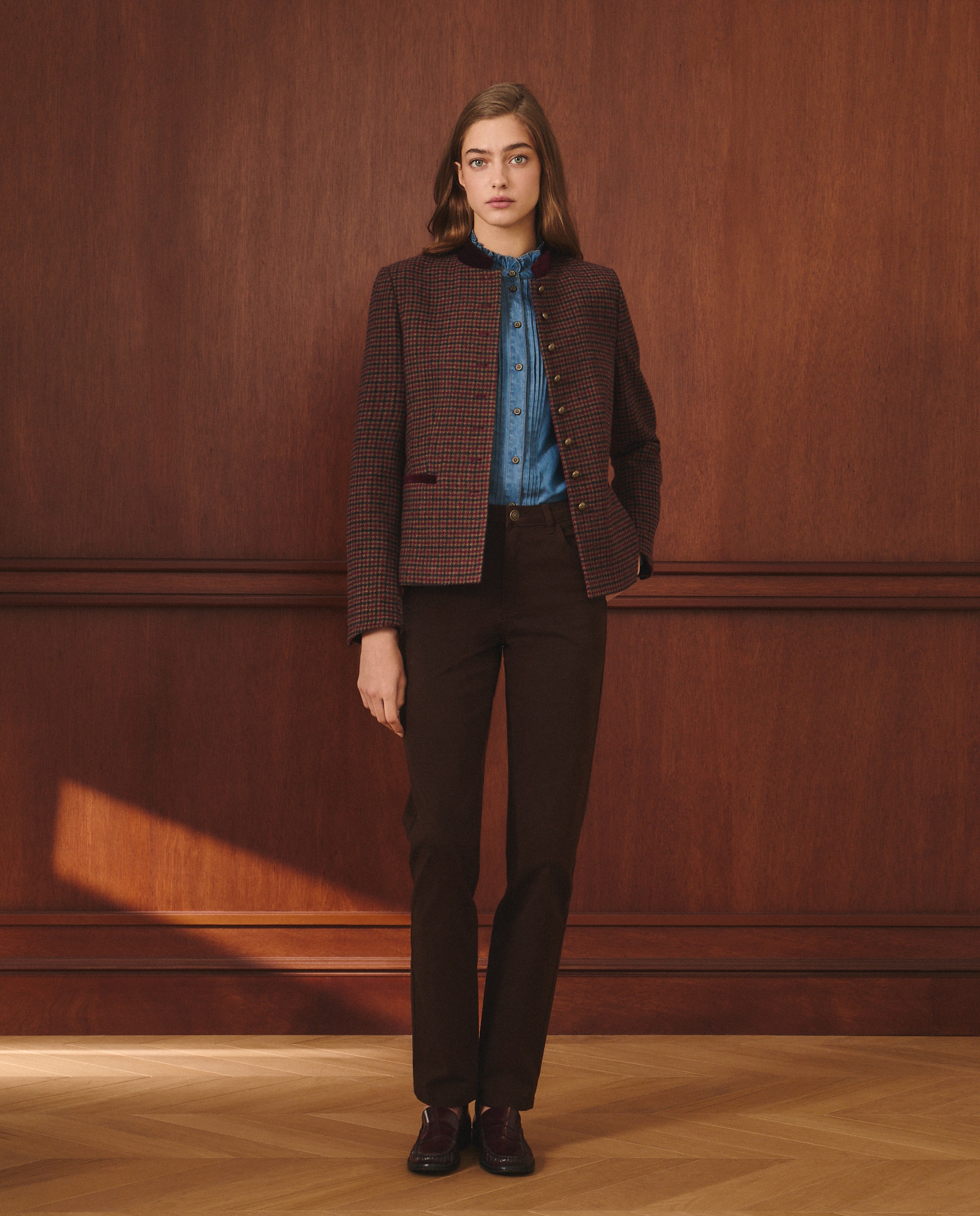 Casaco de Lã Liso Bordeaux-2